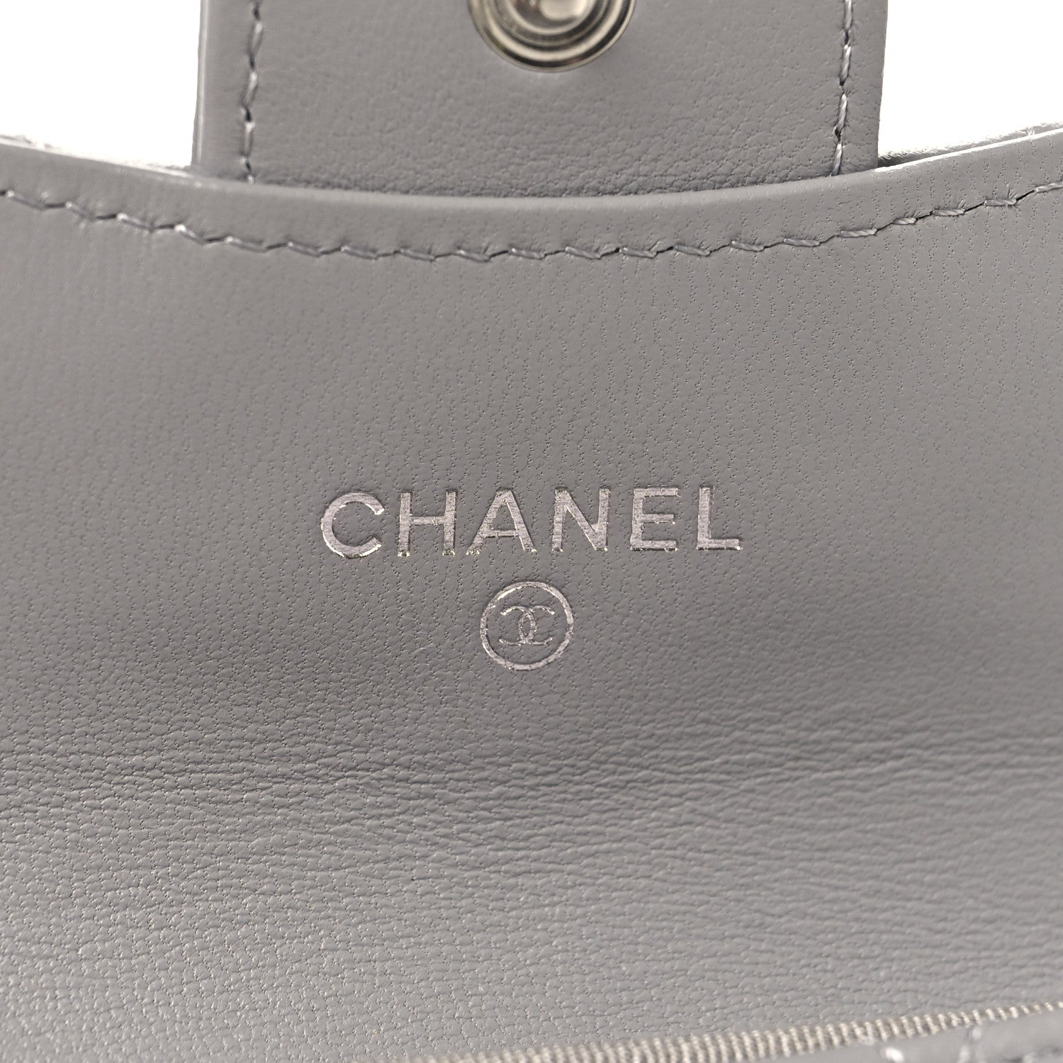 Lambskin Quilted Flap Card Holder Wallet Grey