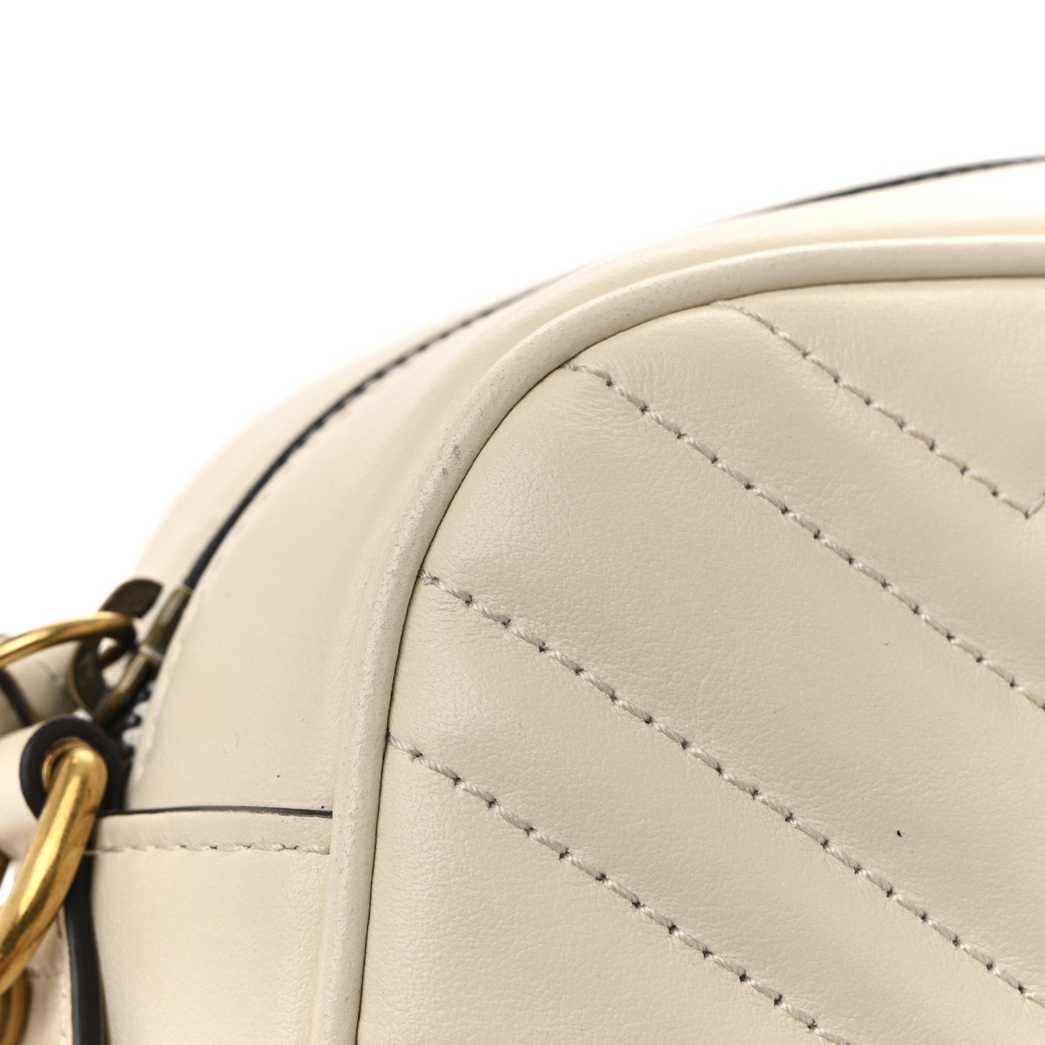 Calfskin Matelasse Small GG Marmont Chain Shoulder Bag White