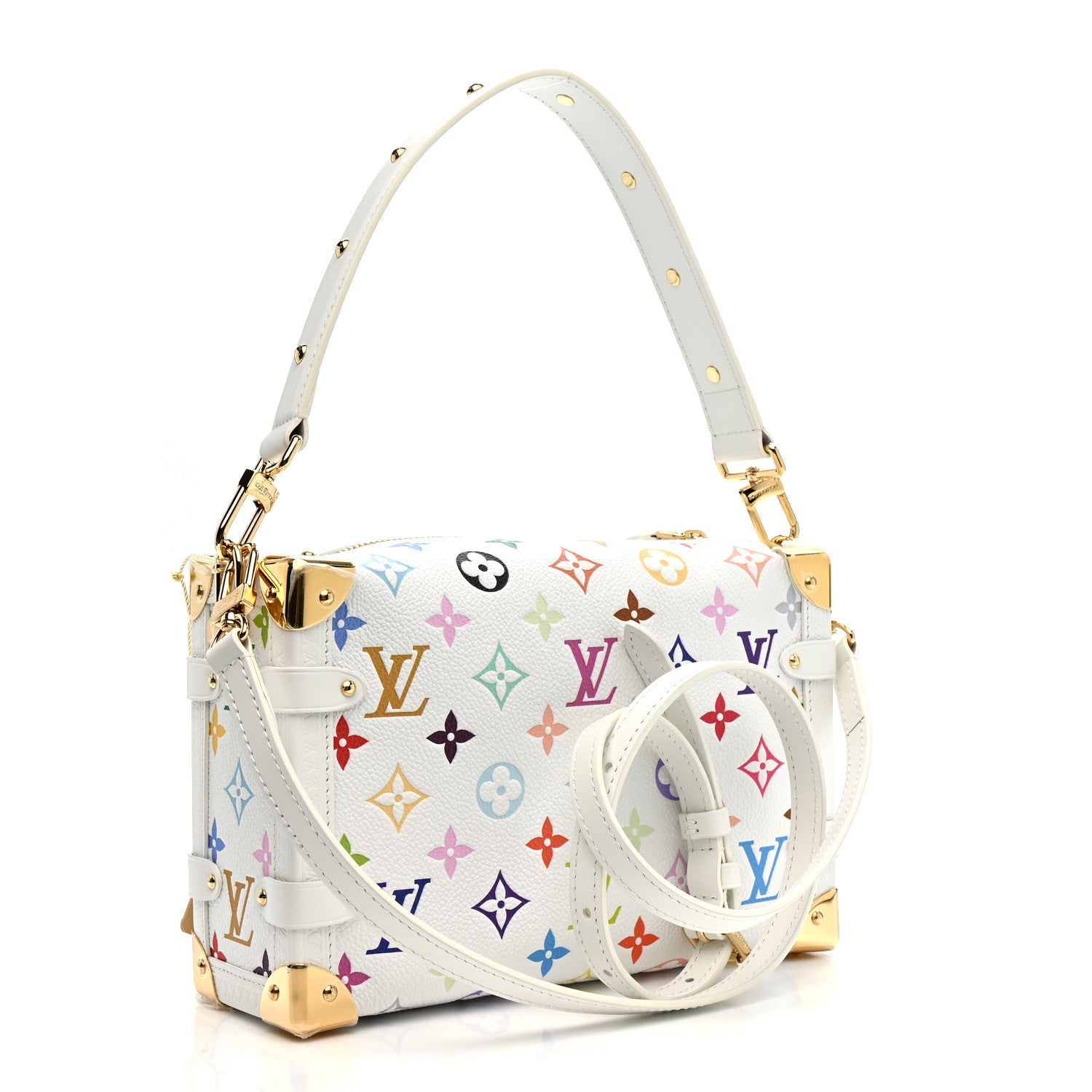 LV x TM Cowhide Monogram Multicolor Side Trunk MM White