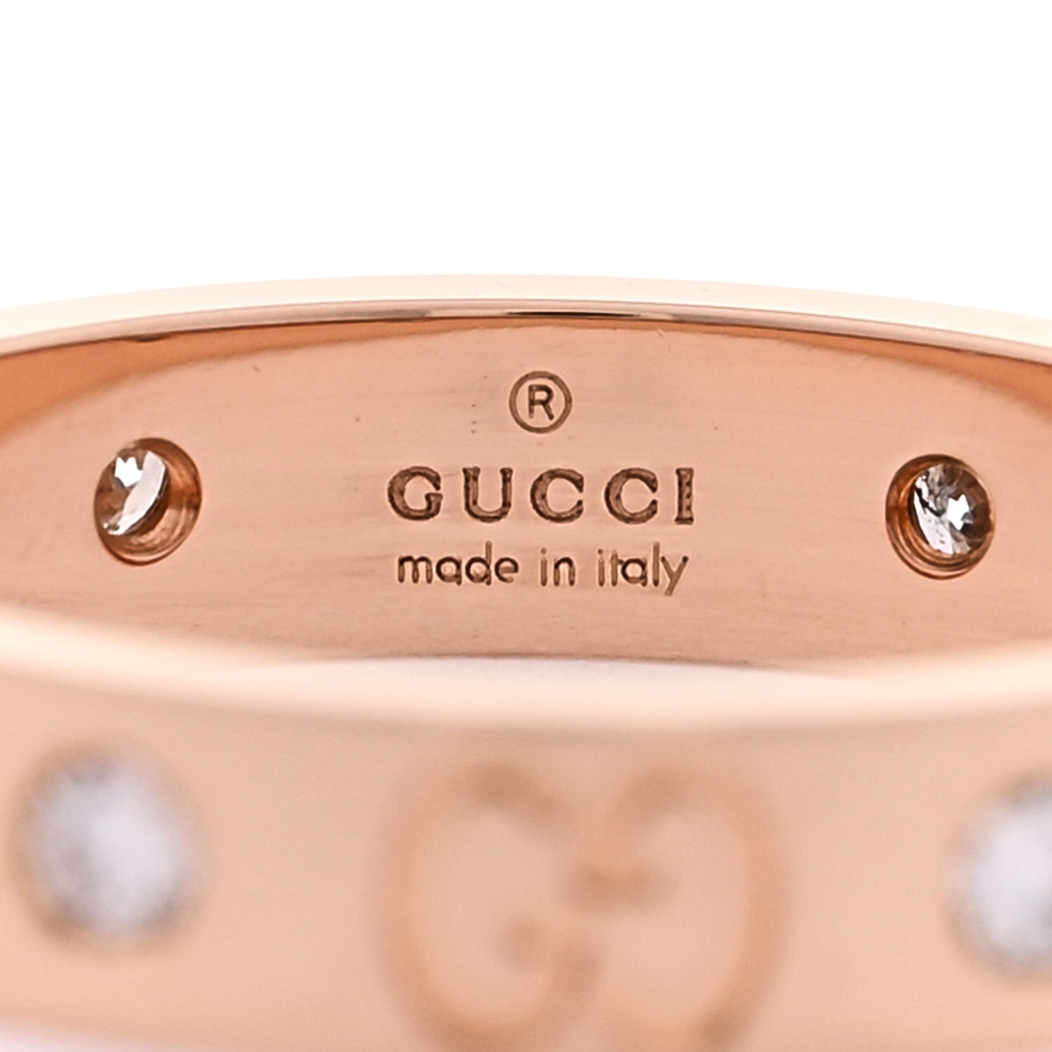 18K Rose Gold Diamond Icon Band Ring 54 6.75