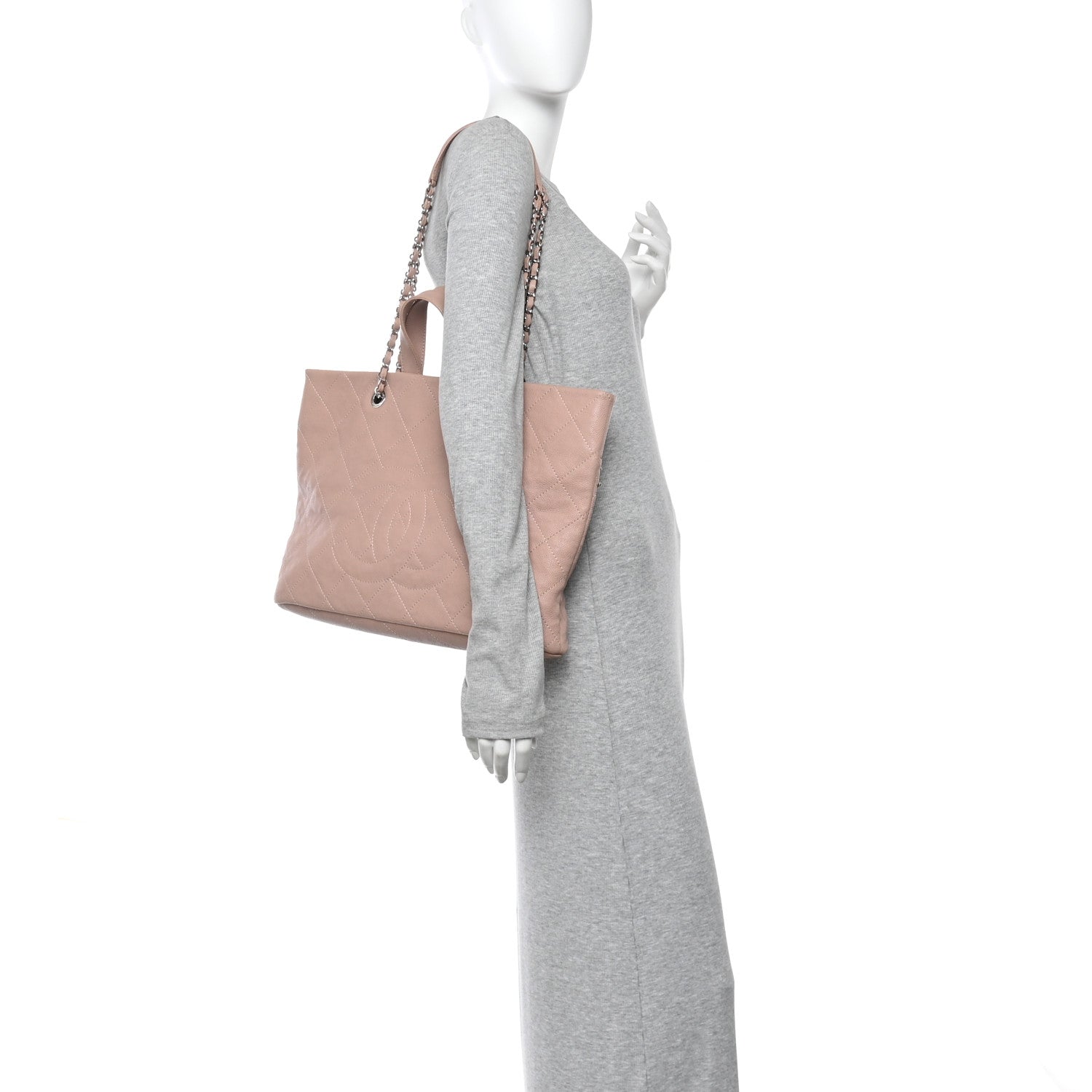 Caviar Quilted Shopping Tote Pink