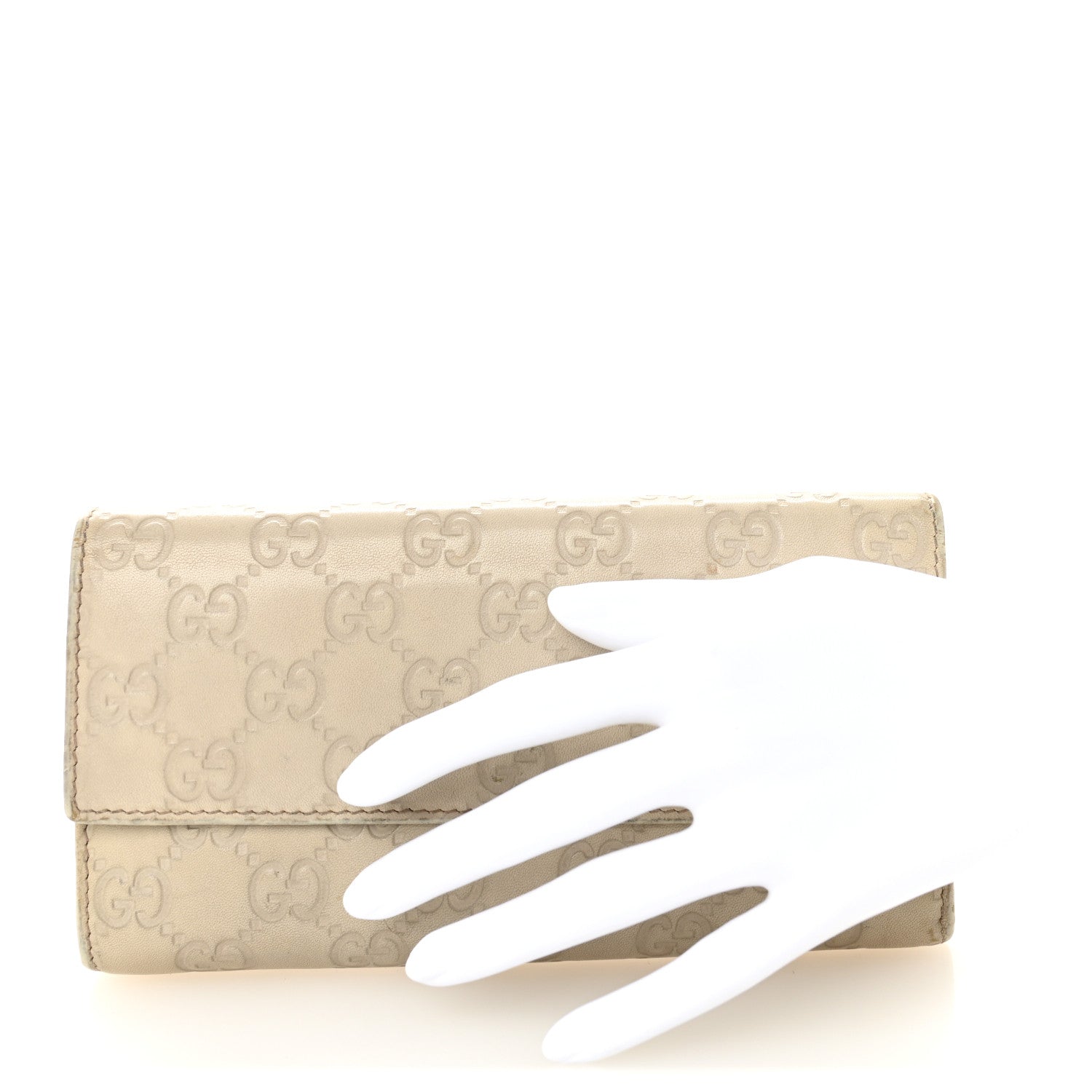 Shangai Calfskin Lovely Heart Continental Wallet Off White