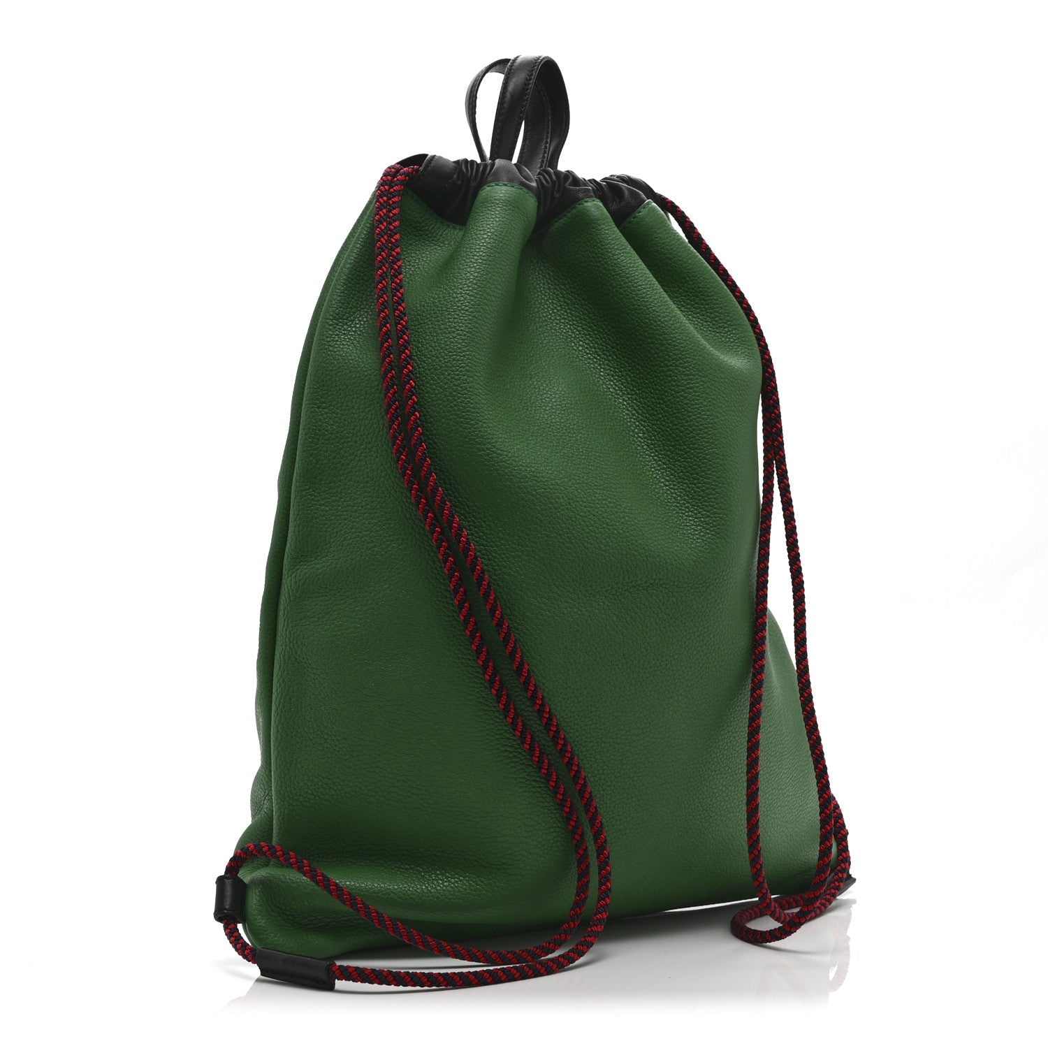 Calfskin Logo Drawstring Backpack Green