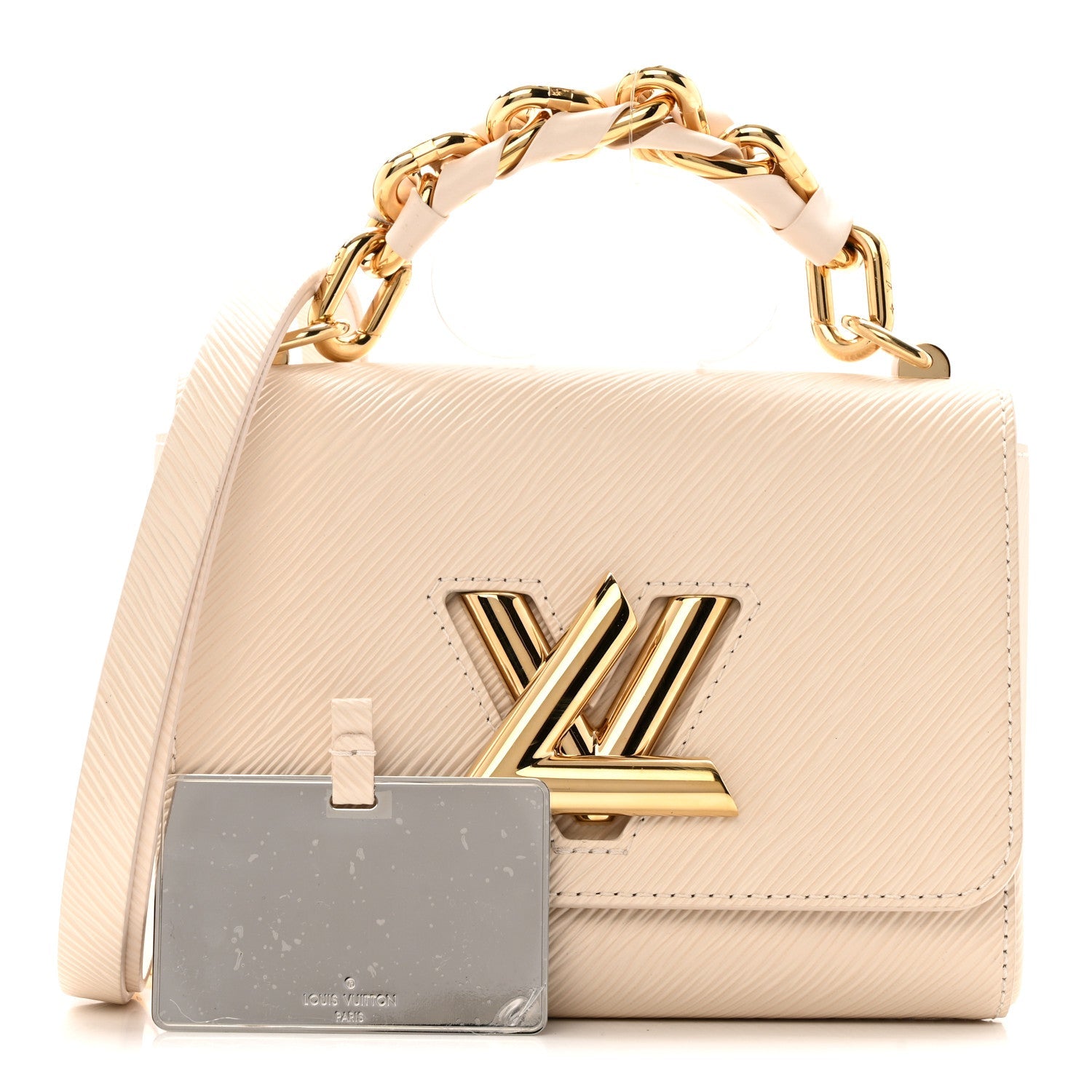 Epi Twist Braided Chain Shoulder Bag PM Quartz White