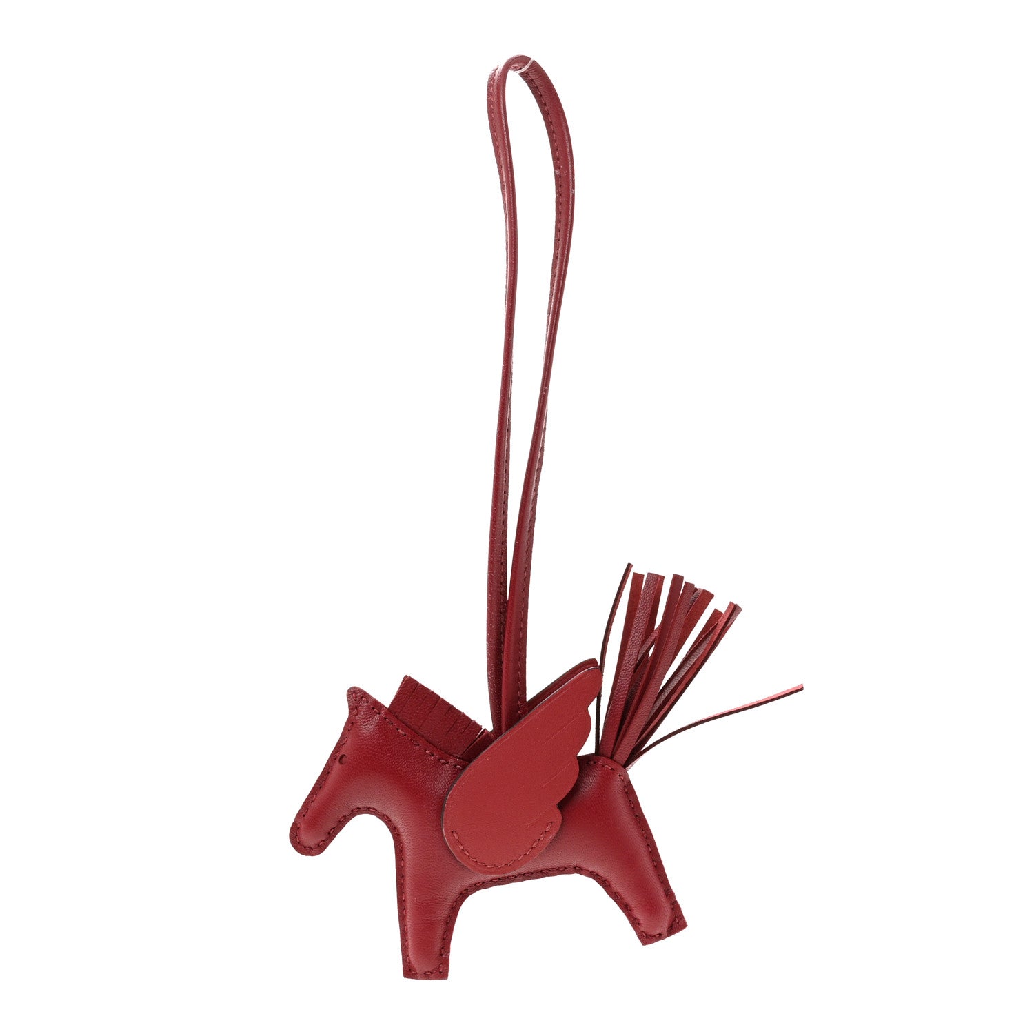 Milo Lambskin Grigri Rodeo Pegase Horse Bag Charm PM Rouge Grenat