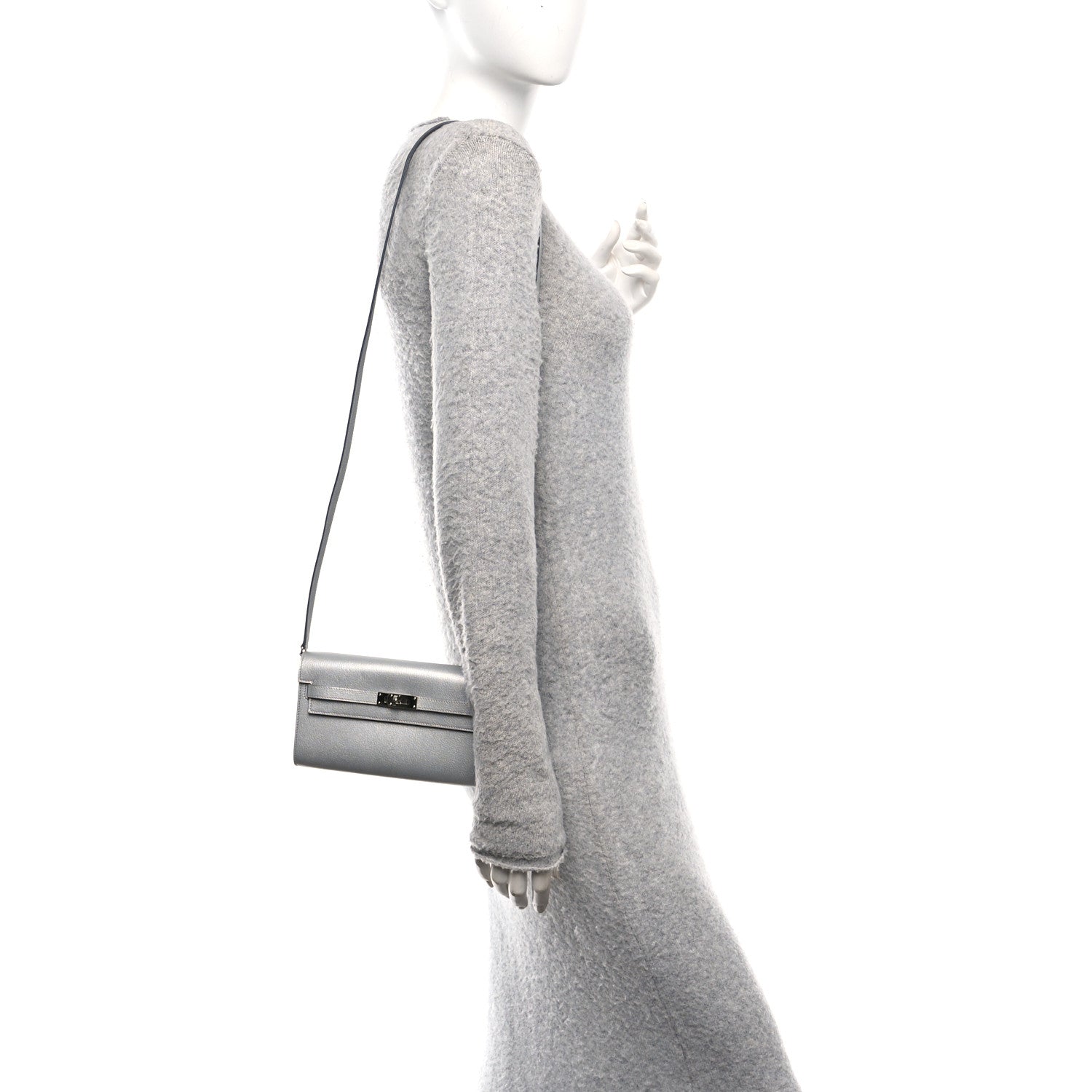 Metallic Chevre Chamkilight Kelly Wallet To Go Argent