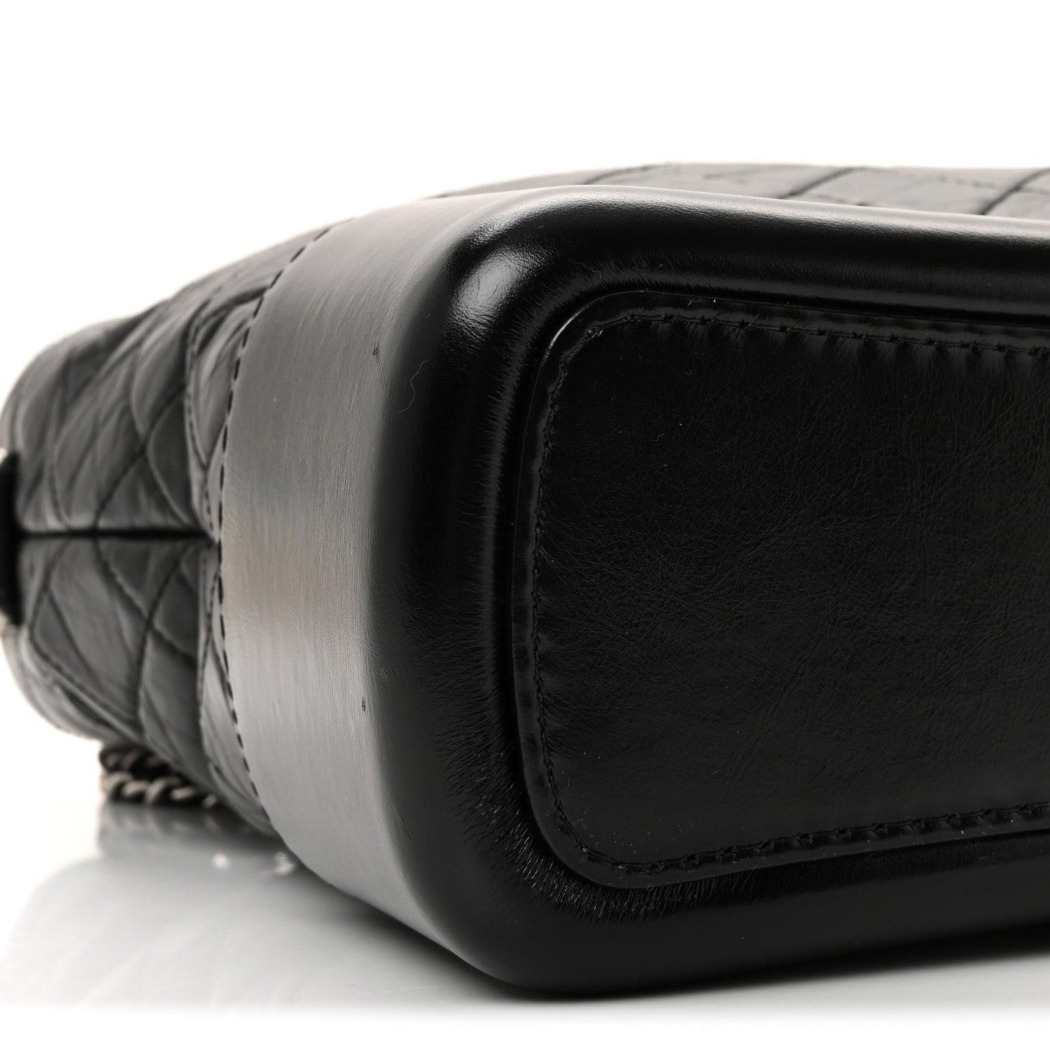 Aged Calfskin Quilted Large Gabrielle Hobo Black
