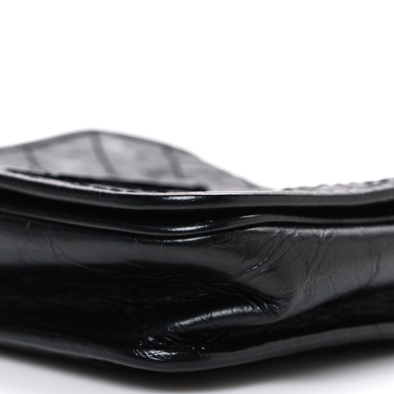 Crinkled Calfskin Matelasse Monogram Niki Chain Wallet Black