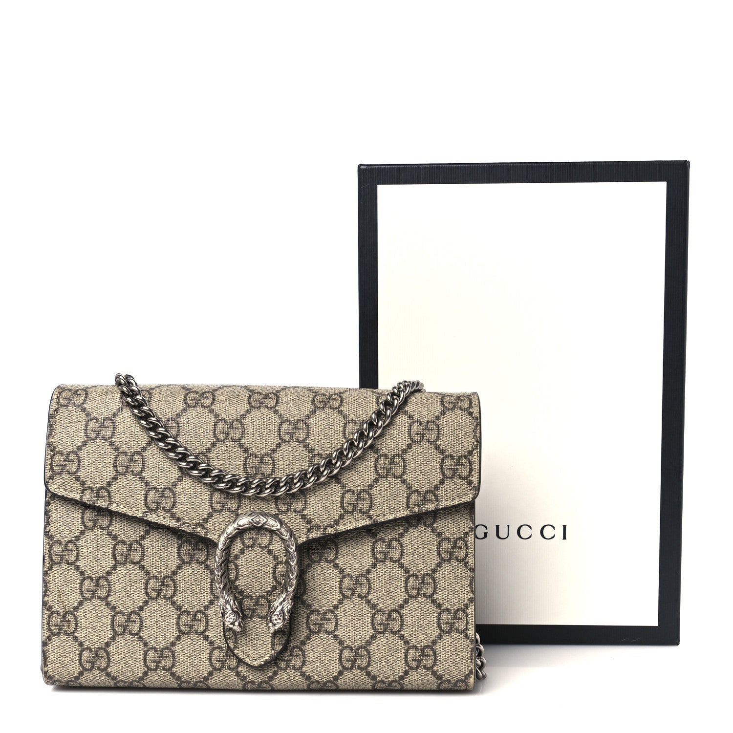 GG Supreme Monogram Mini Dionysus Chain Wallet Beige Taupe