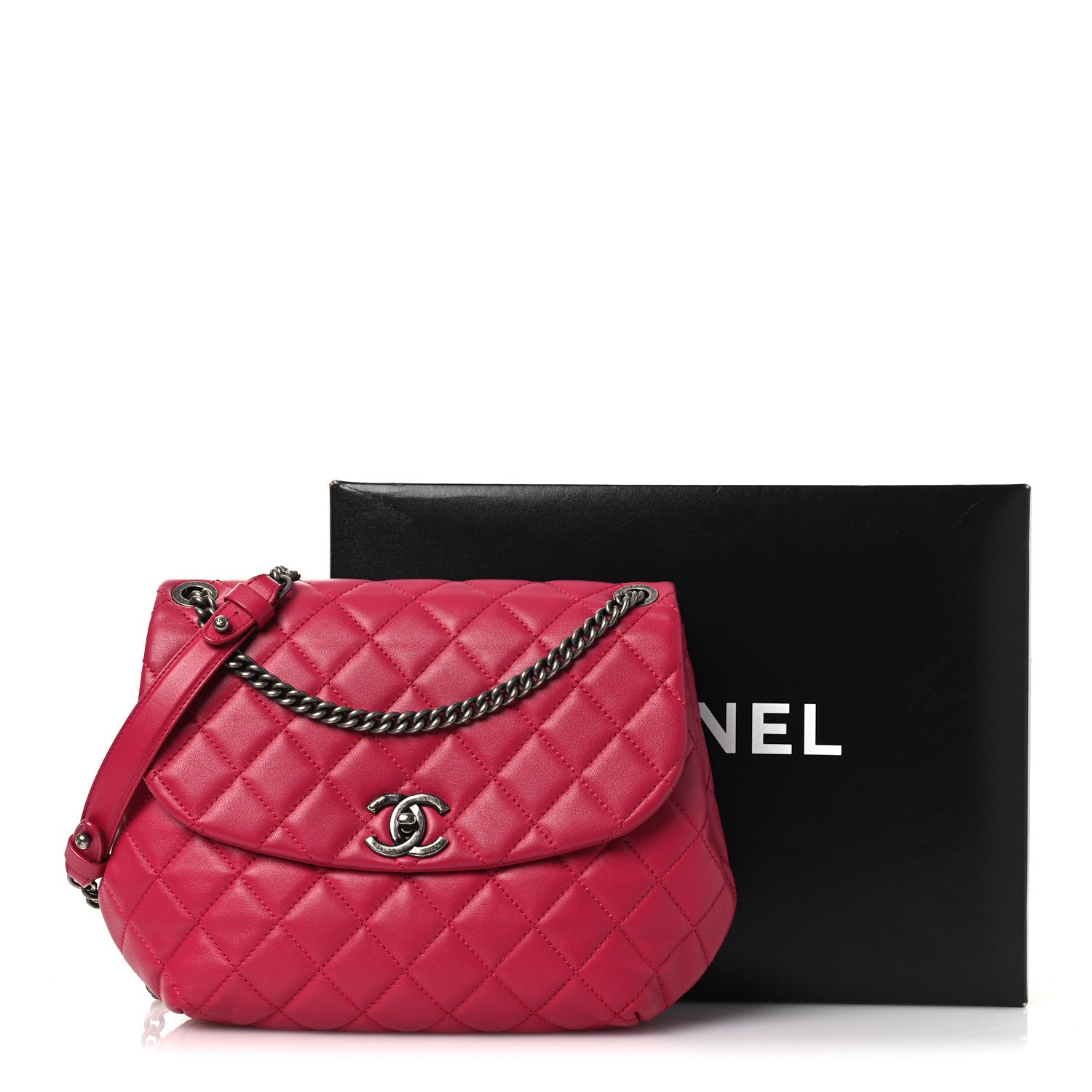 Lambskin Quilted Large Daily Supple Flap Dark Pink