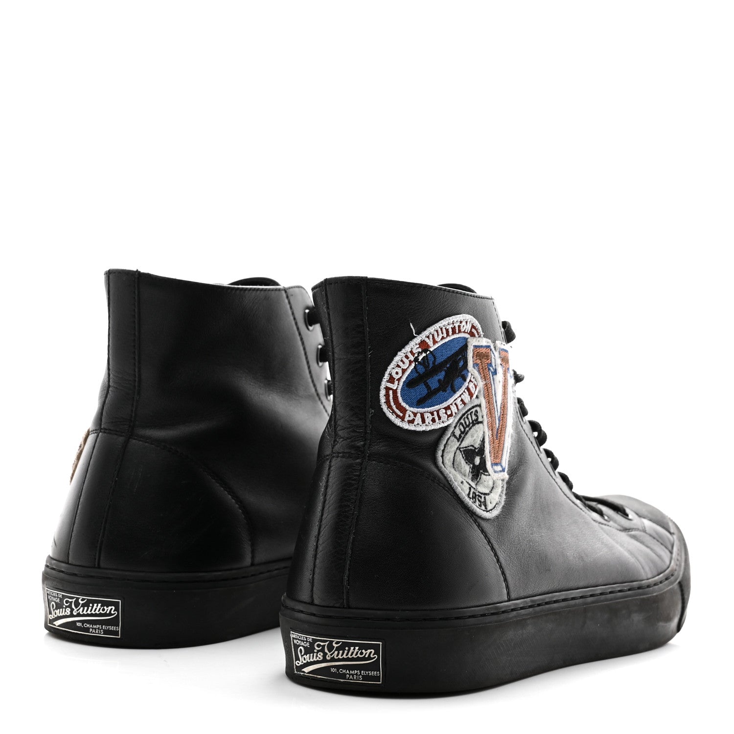 Calfskin LV League Tattoo Sneaker Boots 8.5 Black