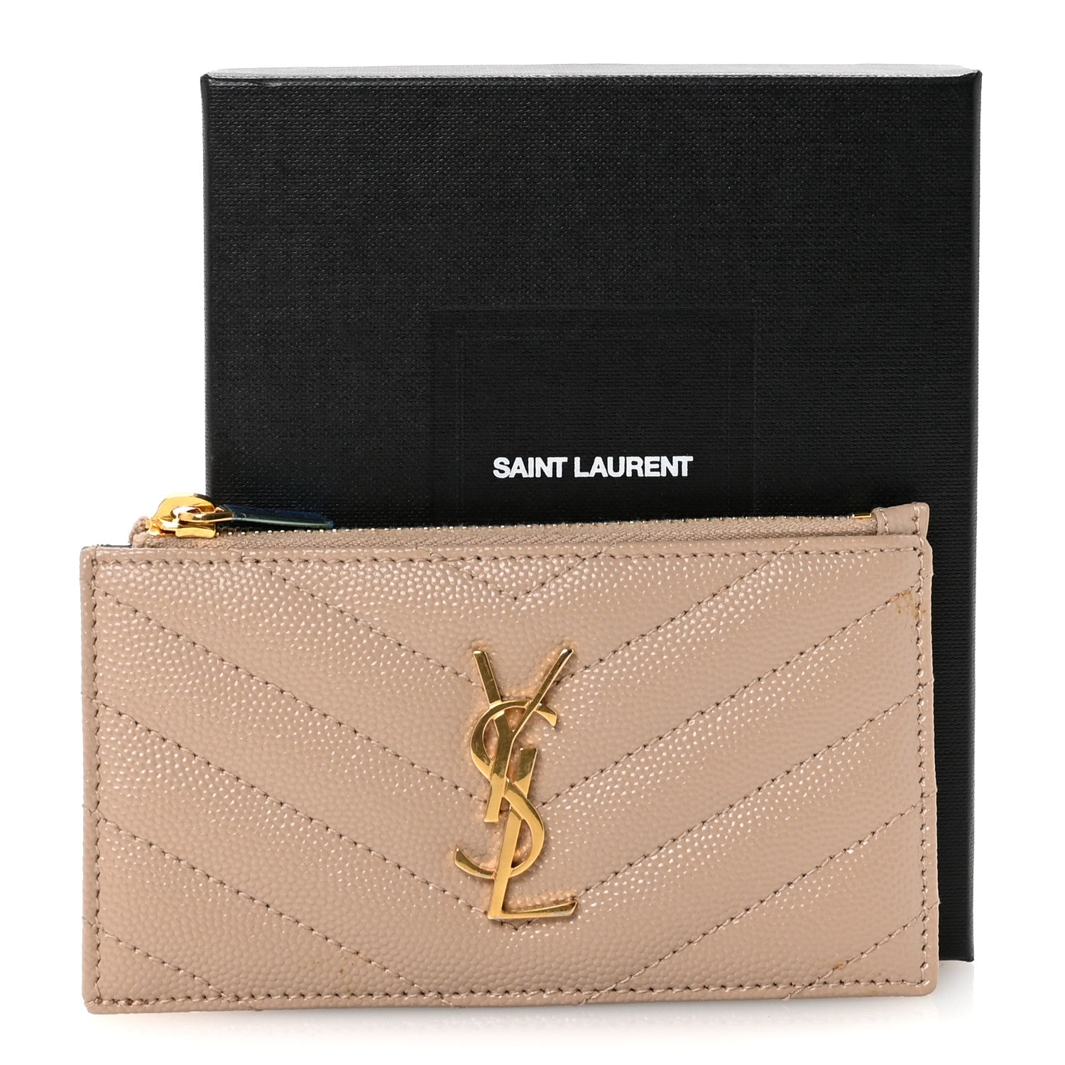 Monogram Grain de Poudre 5 Fragments Zip Pouch Card Holder Dark Beige
