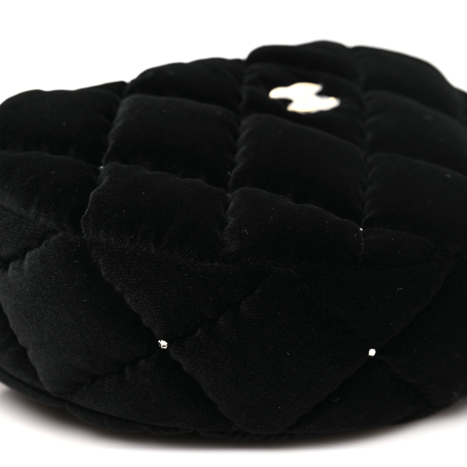 Velvet Diamanté Quilted Pocket Pouch Hobo Black
