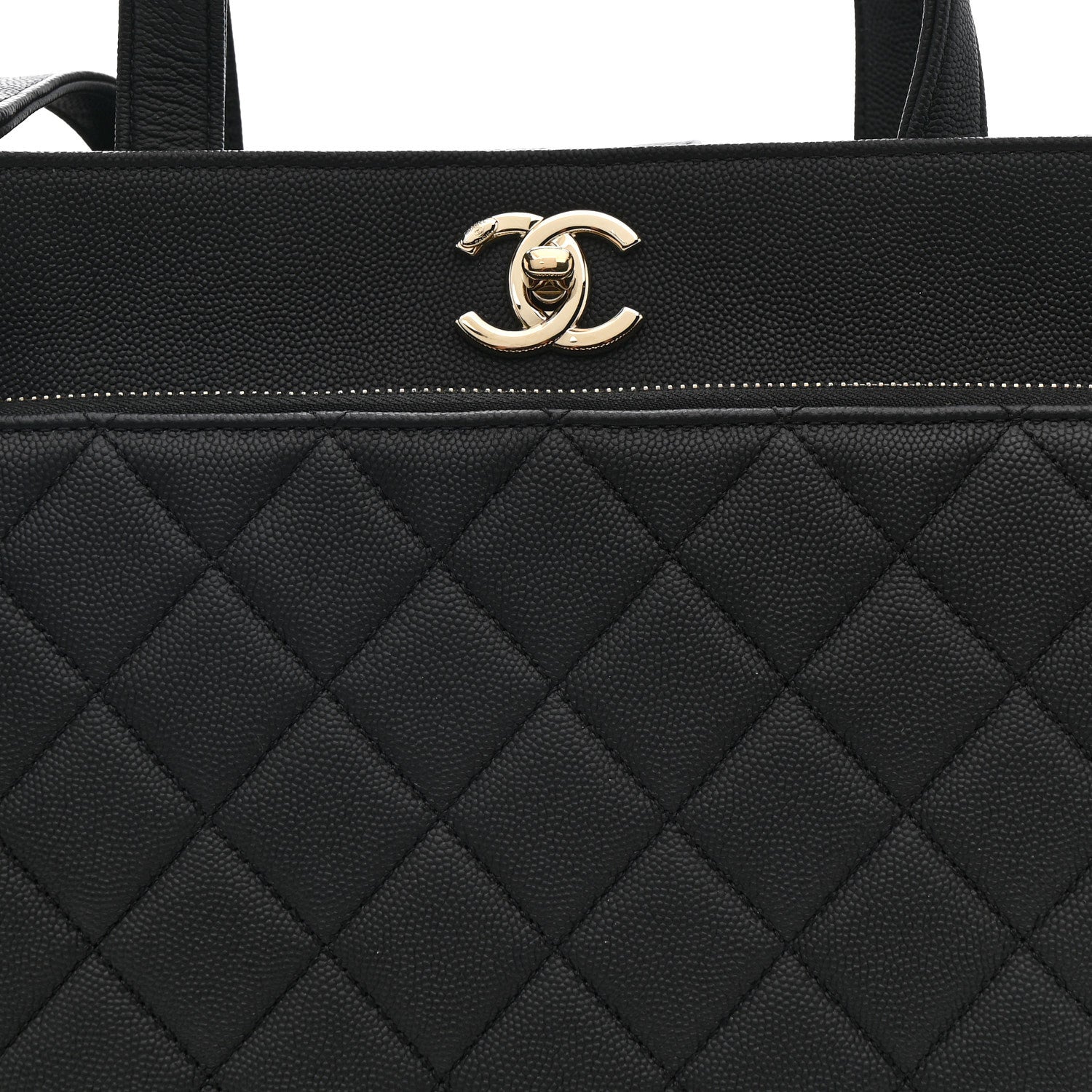 Caviar Quilted Large Business Affinity Shopping Bag Black