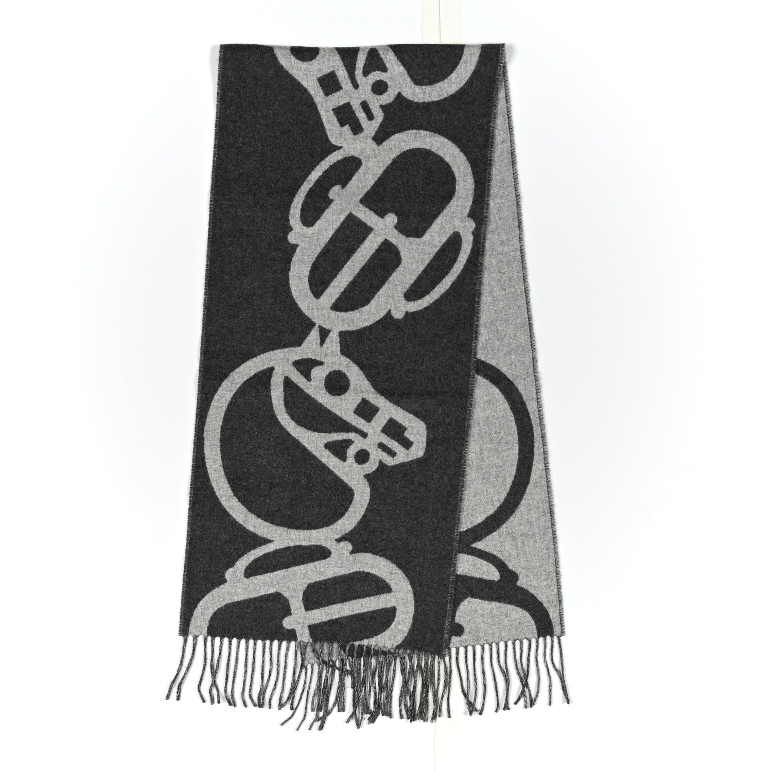 Wool Cashmere Lock And Keys Scarf Black