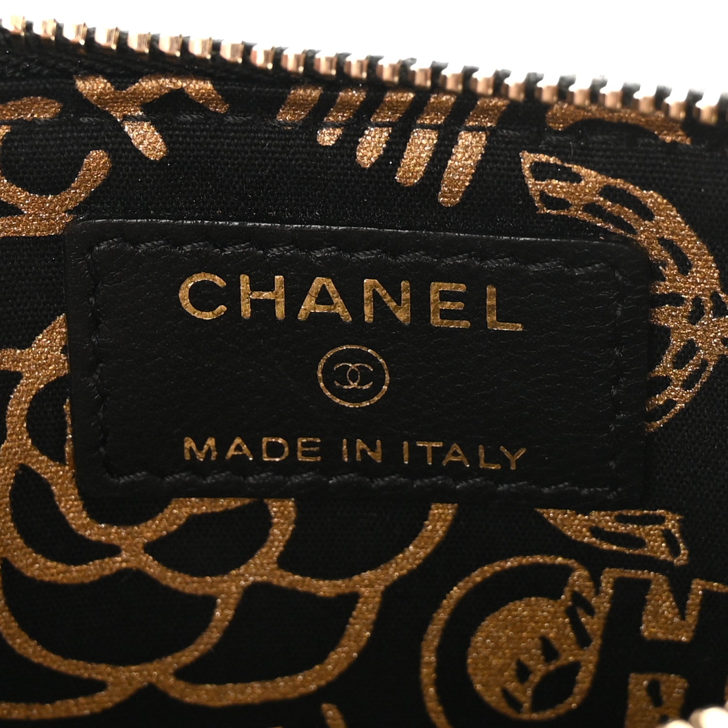 Lambskin Quilted Egyptian Amulet Classic Flat Wallet Pouch Black
