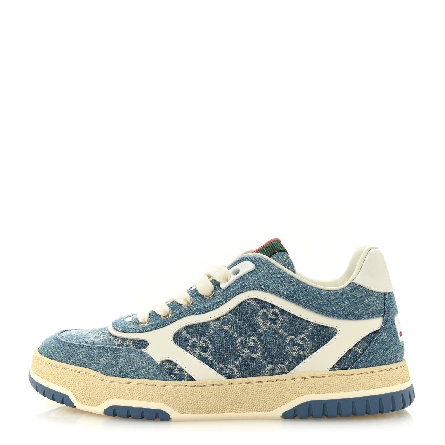 New Denim Delave GG Monogram Womens Re-Web Sneakers 40 Light Blue Royale