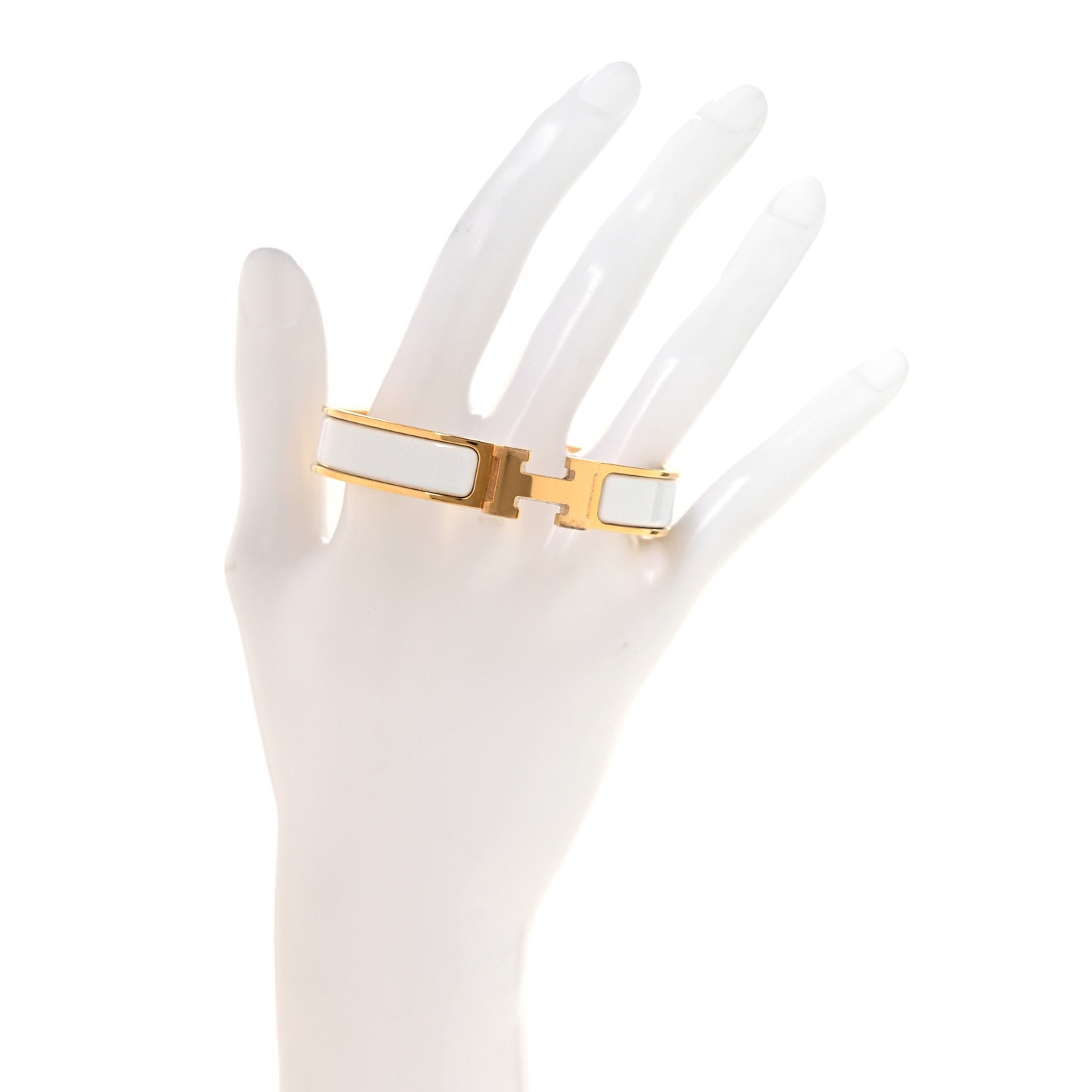 Enamel Narrow Clic Clac H Bracelet GM White