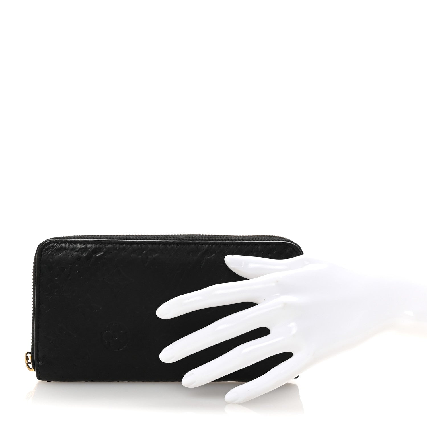Snakeskin Monogram Zippy Wallet Black