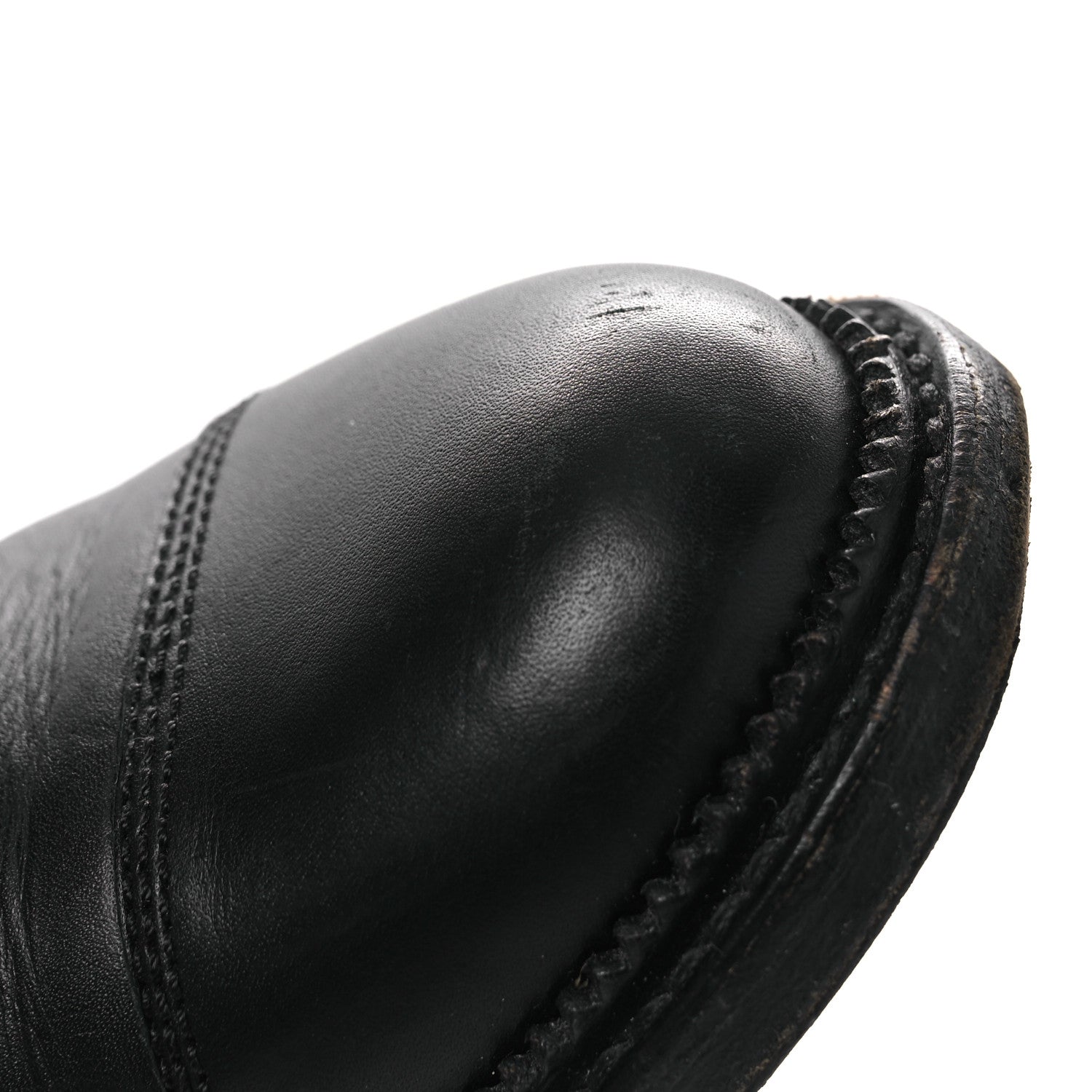 Calfskin Quilted Lace Up Combat Boots 37.5 Black