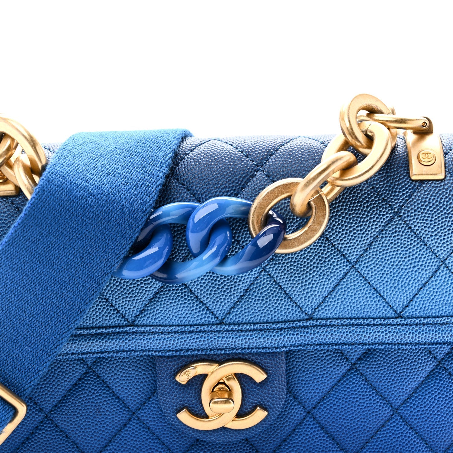 Caviar Quilted Small Sunset On The Sea Flap Blue