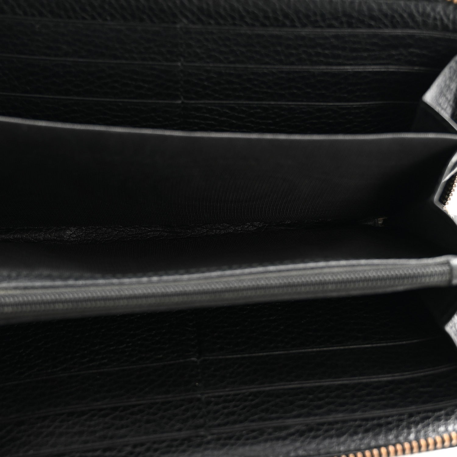 Calfskin Butterfly Zip Around Wallet Black