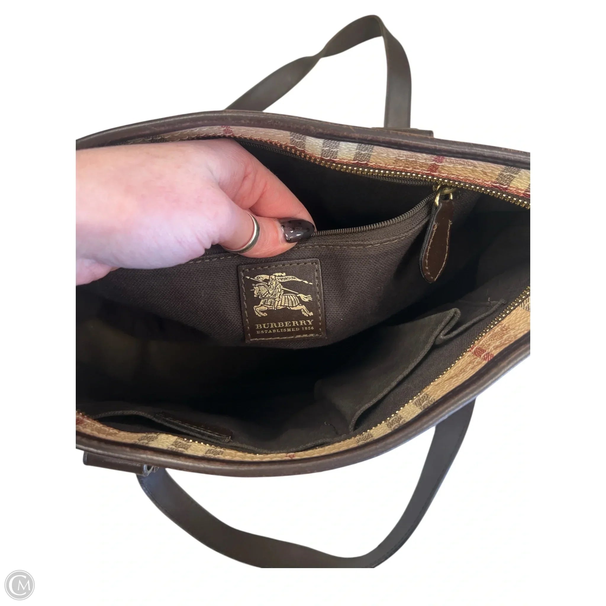 Tote Luxury Designer By Burberry, Size: Medium