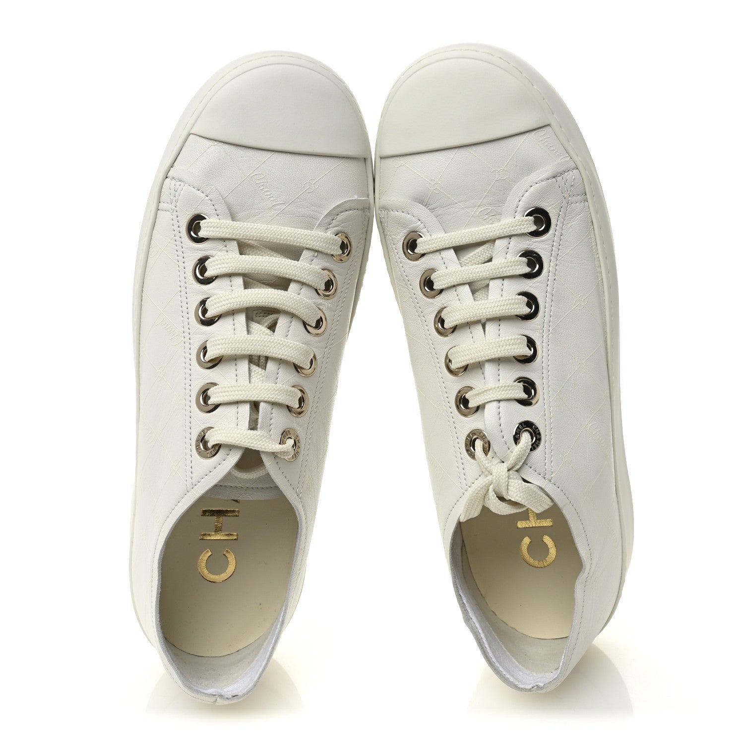Lambskin Printed Logo Sneakers 38 White