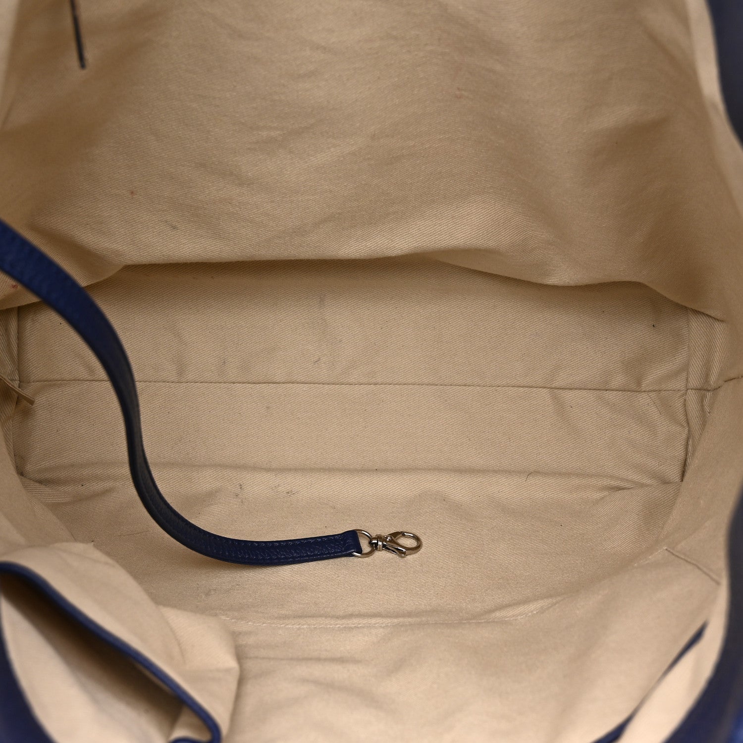 Grained Calfskin Stitched CC Pocket Tote Navy Blue