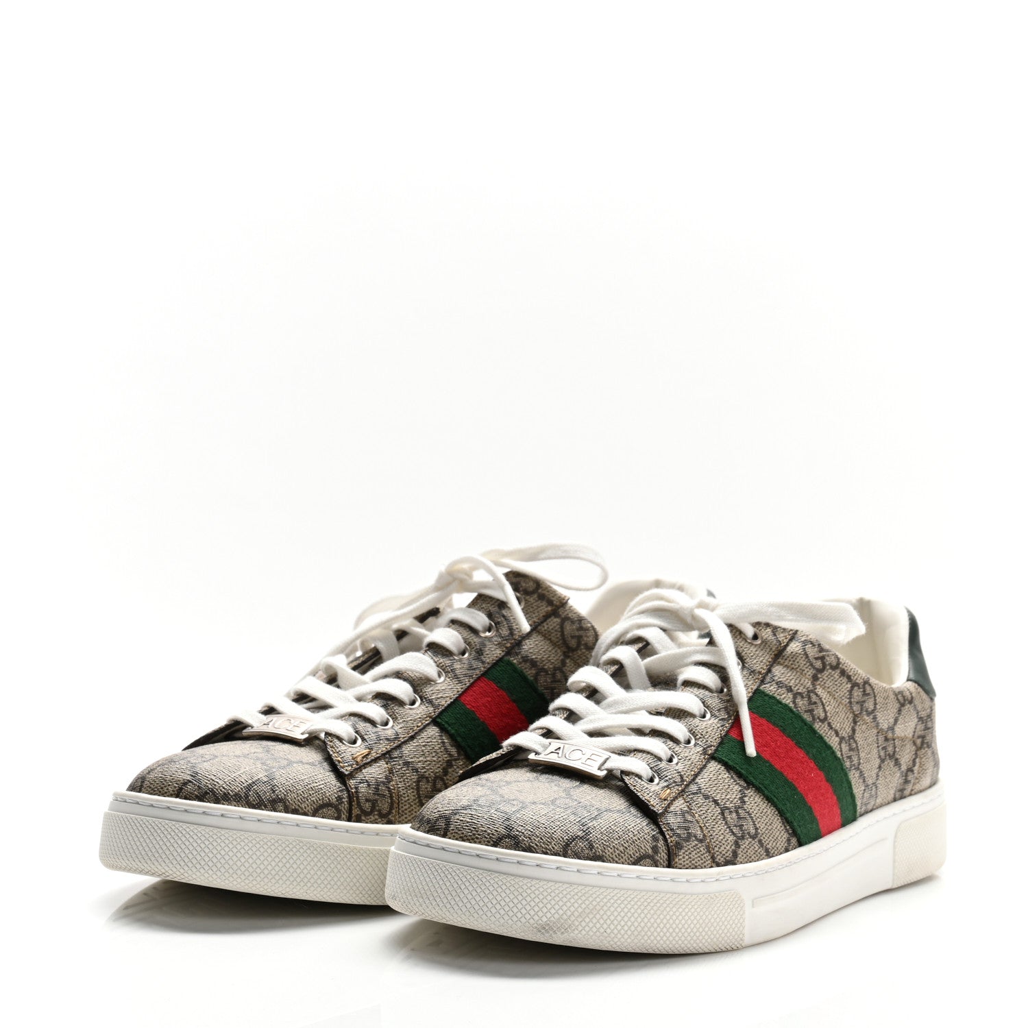 GG Supreme Monogram Womens New Ace Low-Top Sneaker 37.5 Beige