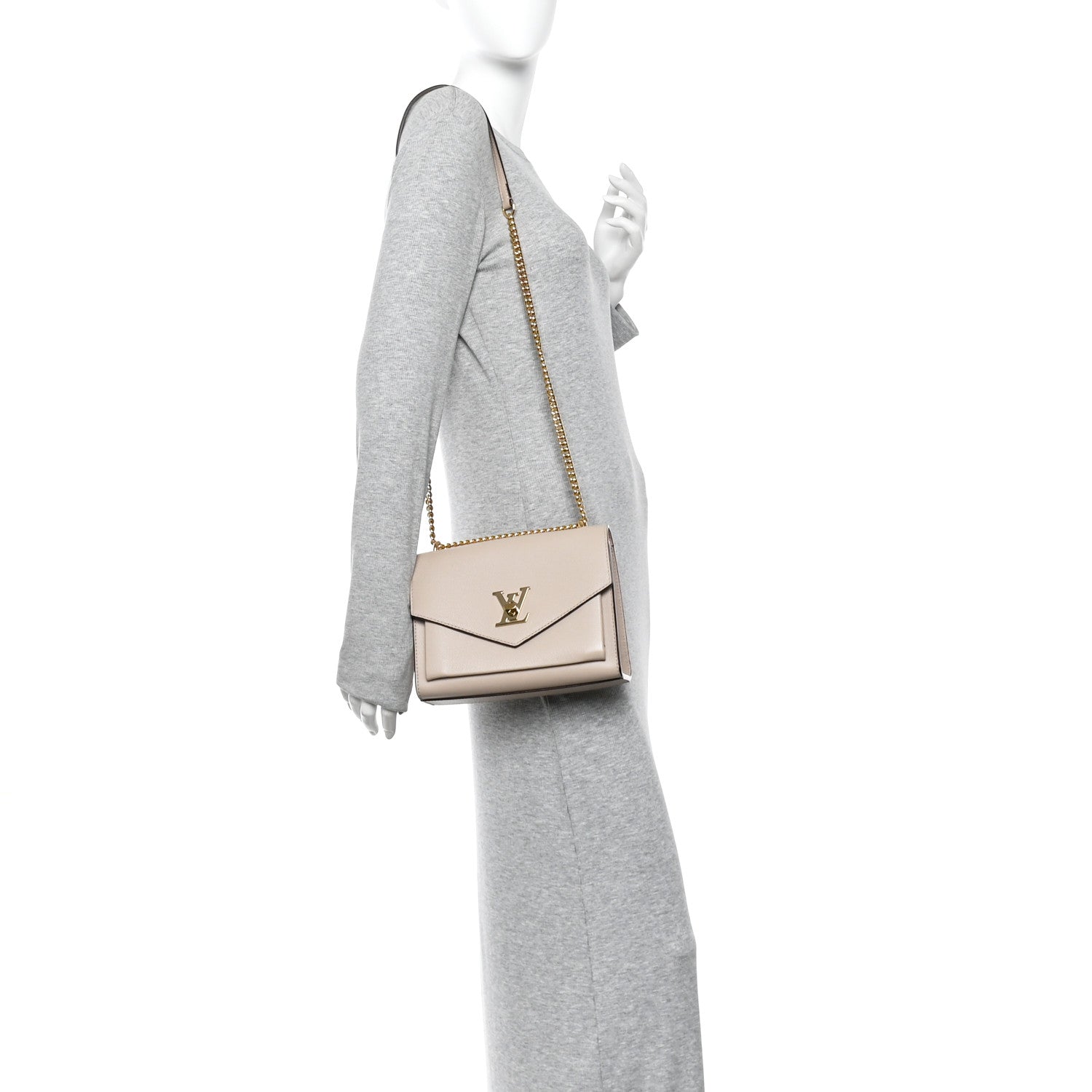 Soft Calfskin Mylockme Chain Bag BB Greige