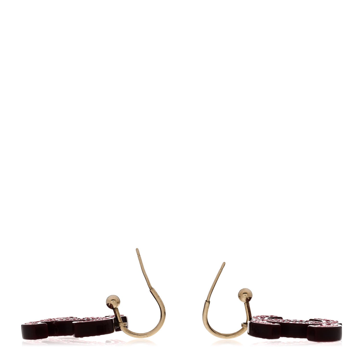 Crystal Resin CC Drop Earrings Pink Burgundy