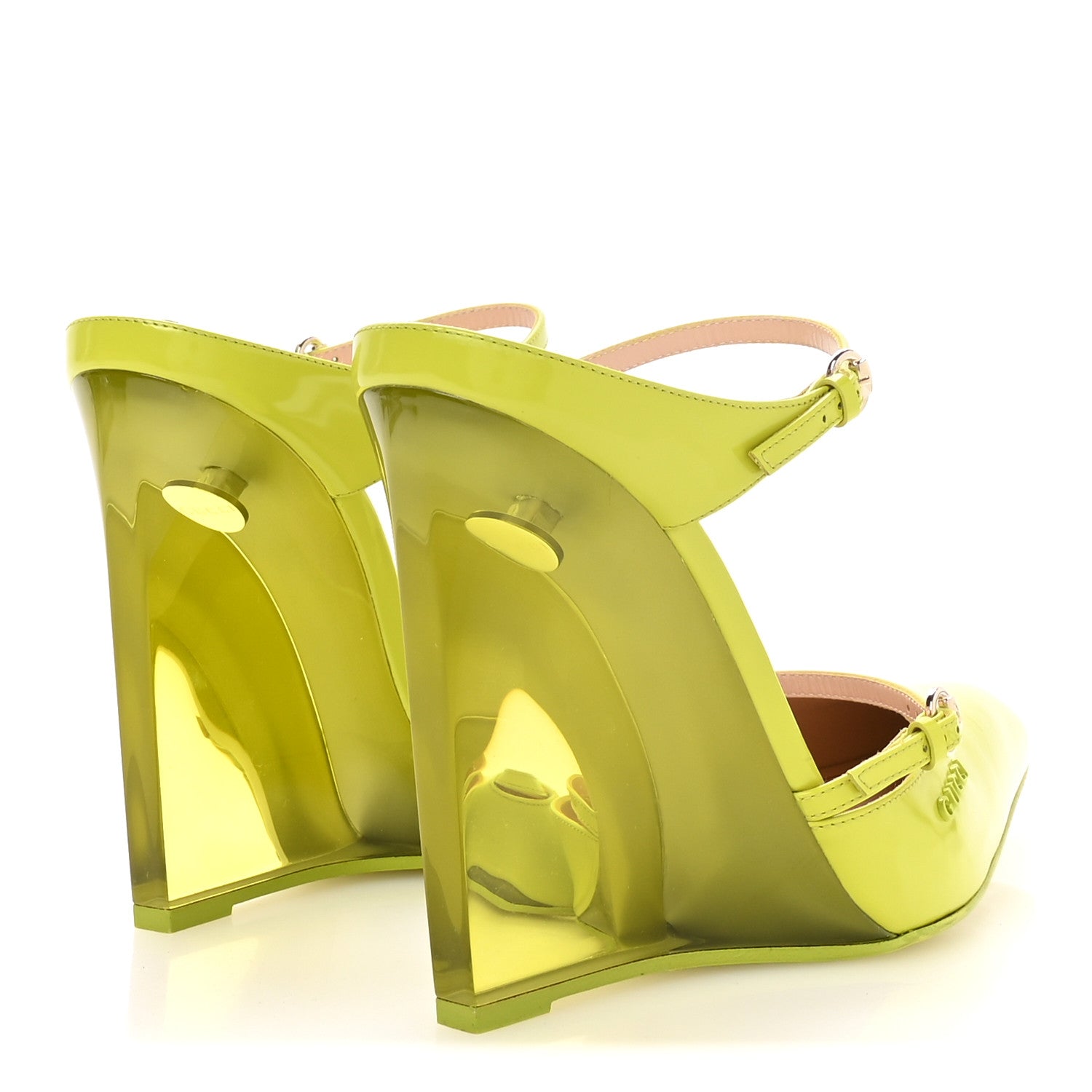 Regent Calfskin Lucite Wedge 110 Mules 39 Firefly