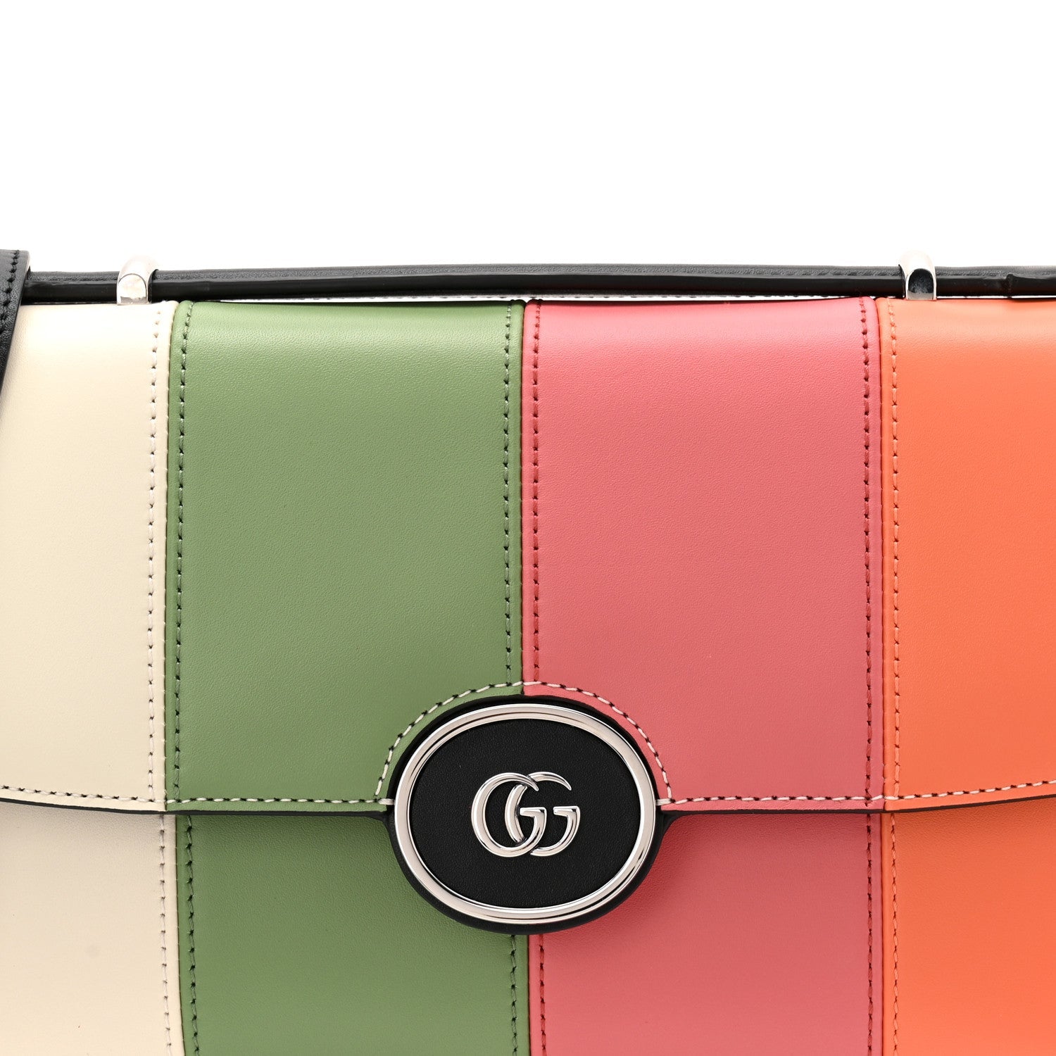 Senna Calfskin Petite GG Top Handle Shoulder Bag Mystic White Silver Multicolor
