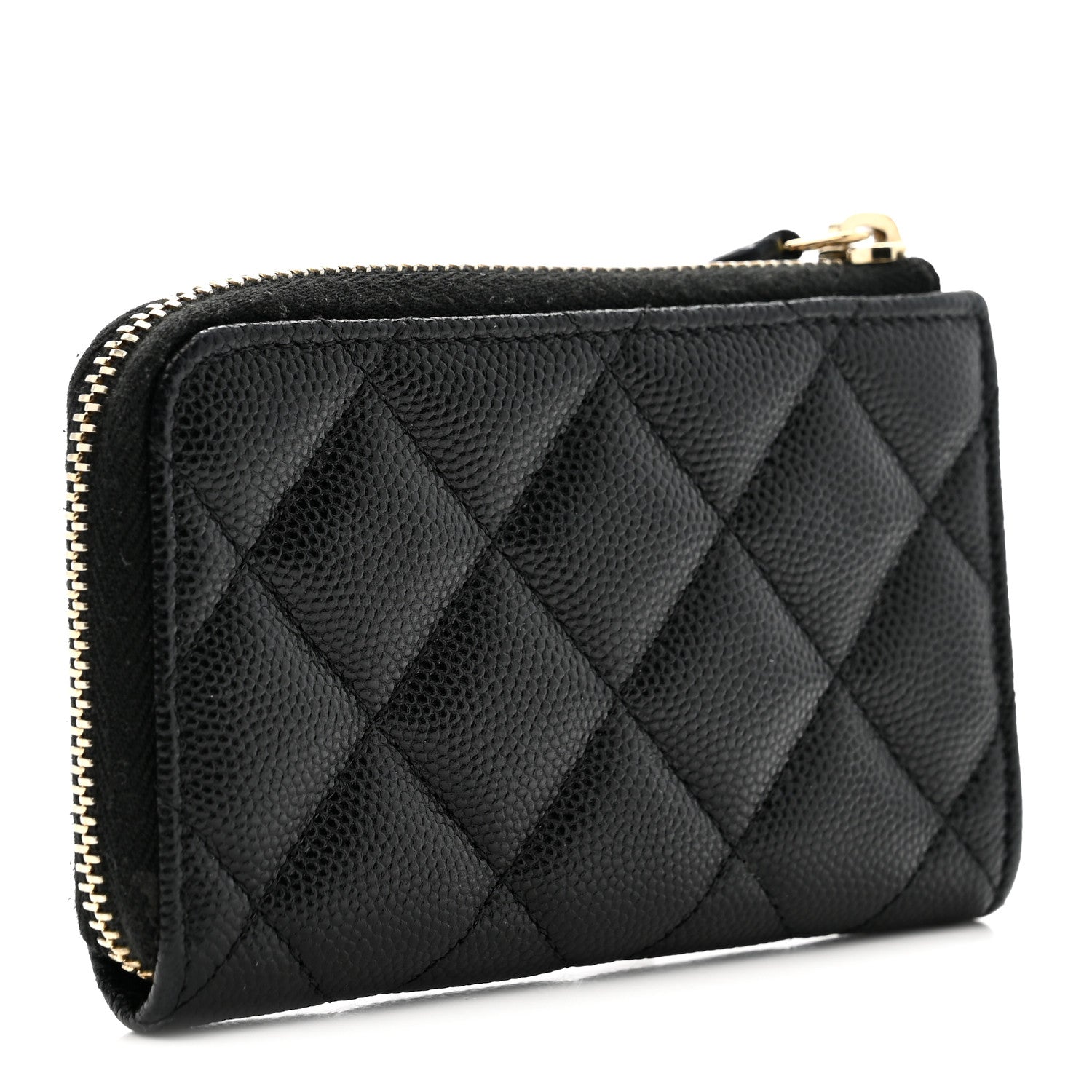 Caviar Quilted Zipped Key Holder Case Black
