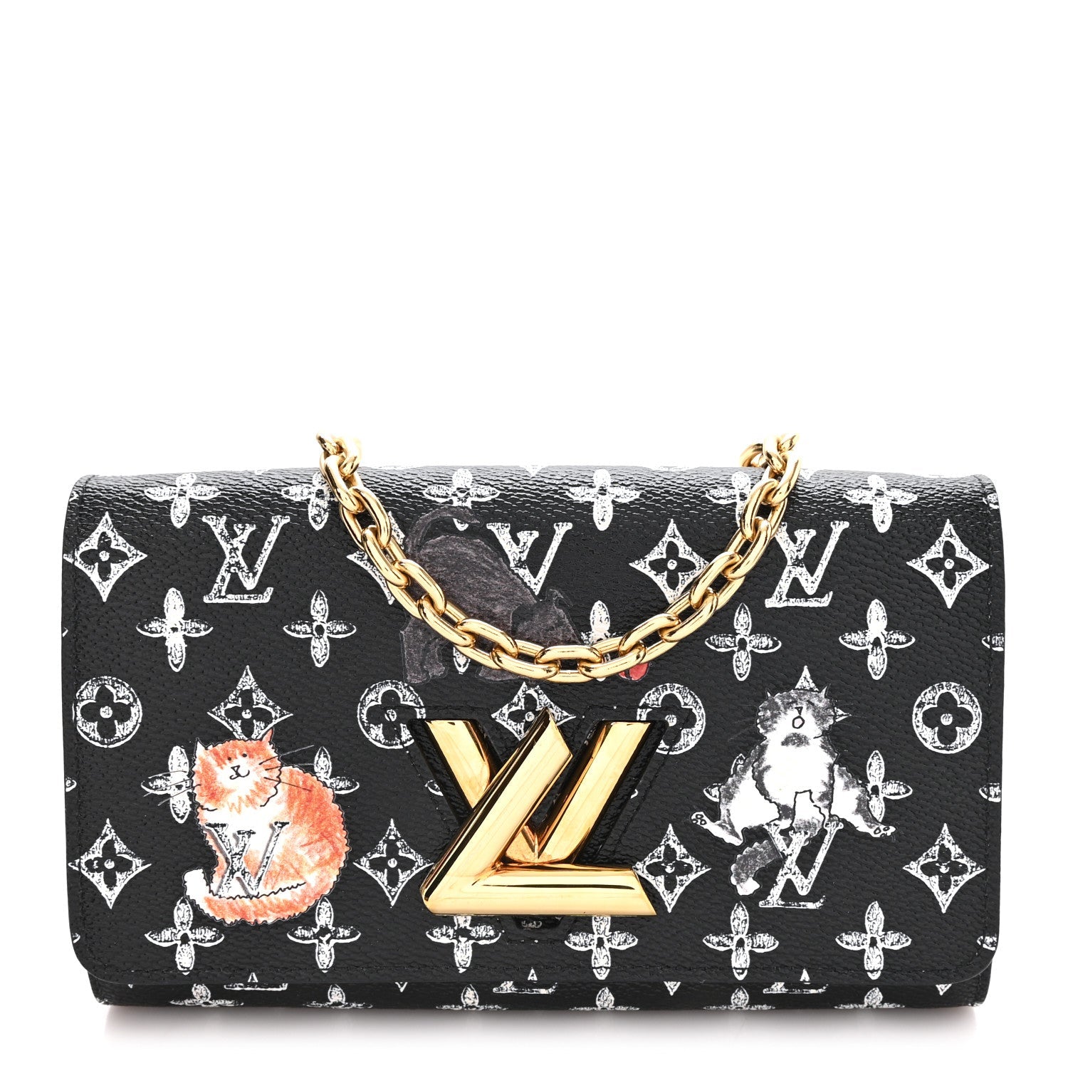 Catogram Twist Chain Wallet Black