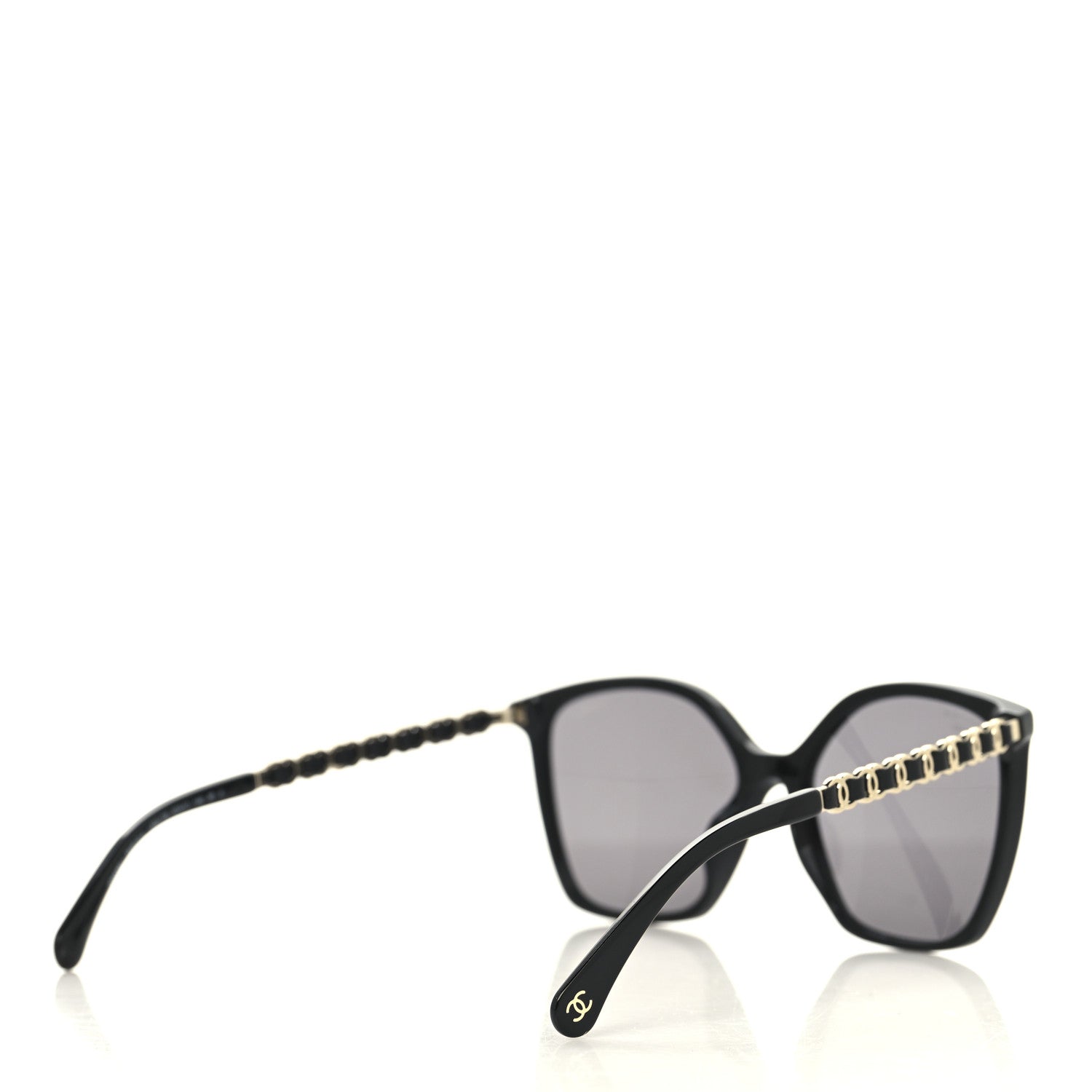 Acetate Calfskin Square Sunglasses 5546-Q-A Black