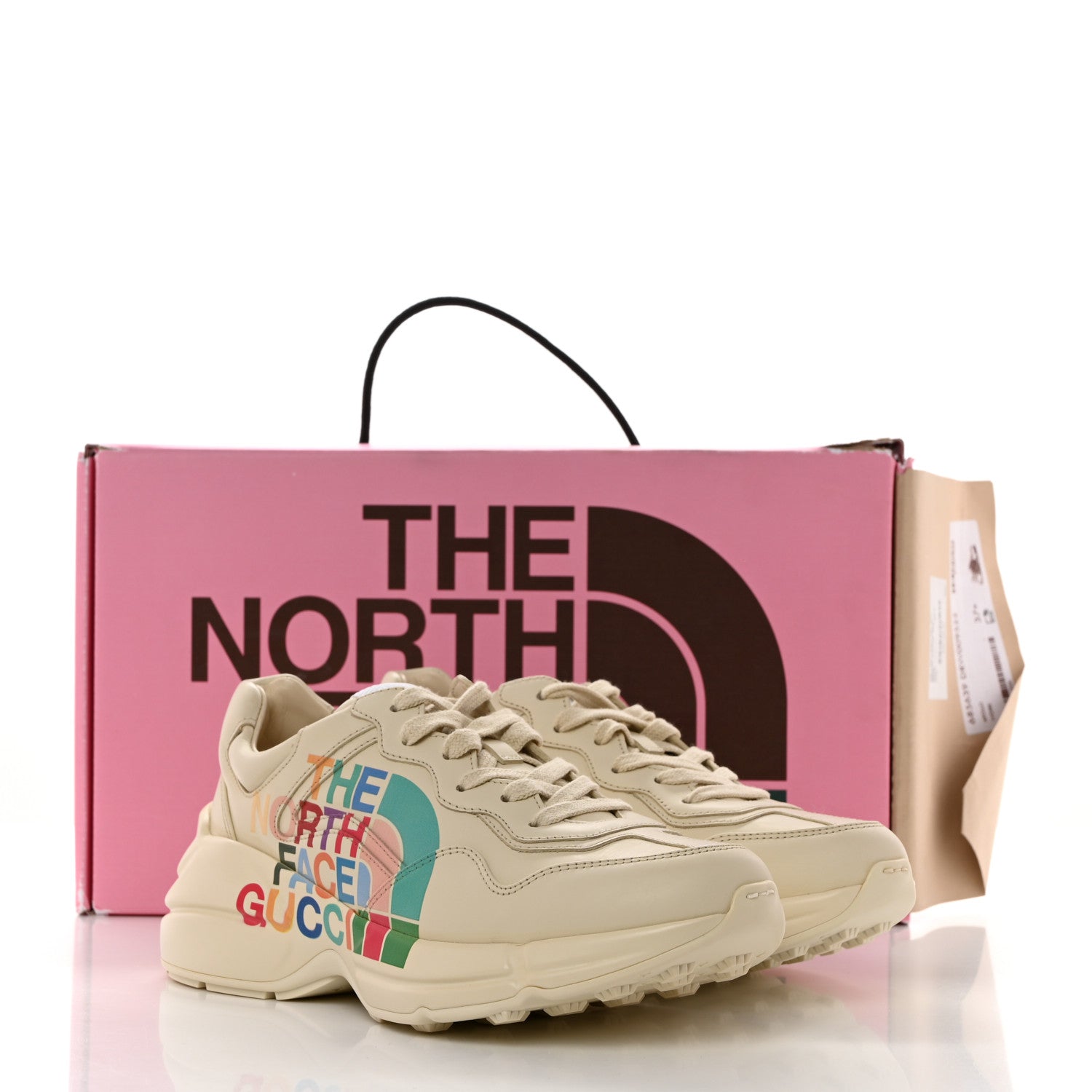 X THE NORTH FACE Calfskin Womens Rhyton Sneakers 37.5 Special Ivory