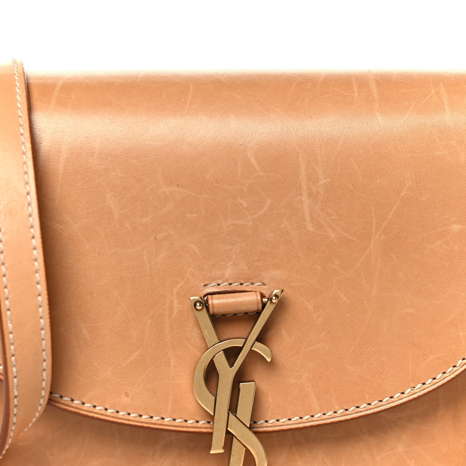 Smooth Vintage Calfskin Small Kaia Satchel Brown Gold