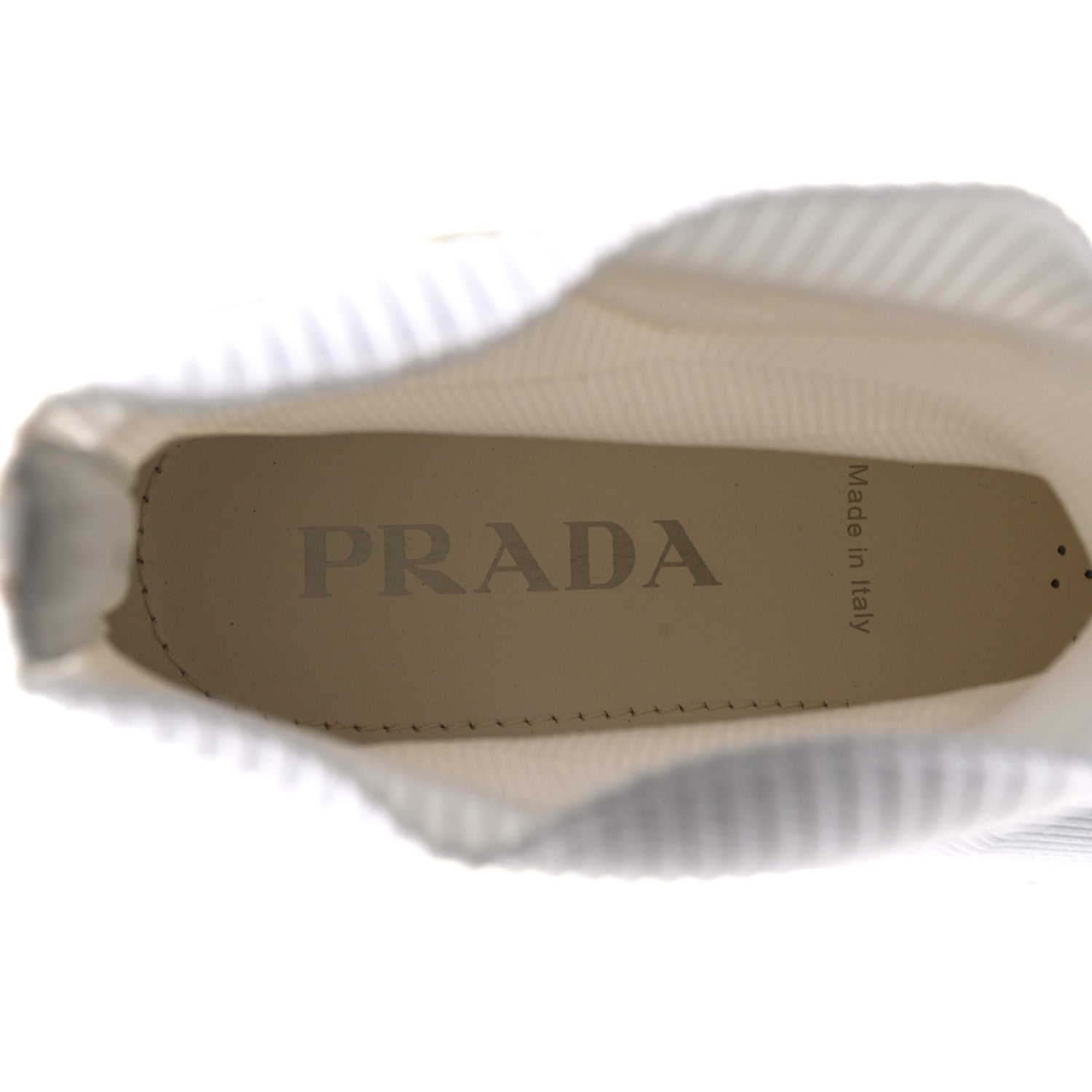 Knit Rubber Triangle Logo Monolith 55mm Ankle Boots 38 Bianco