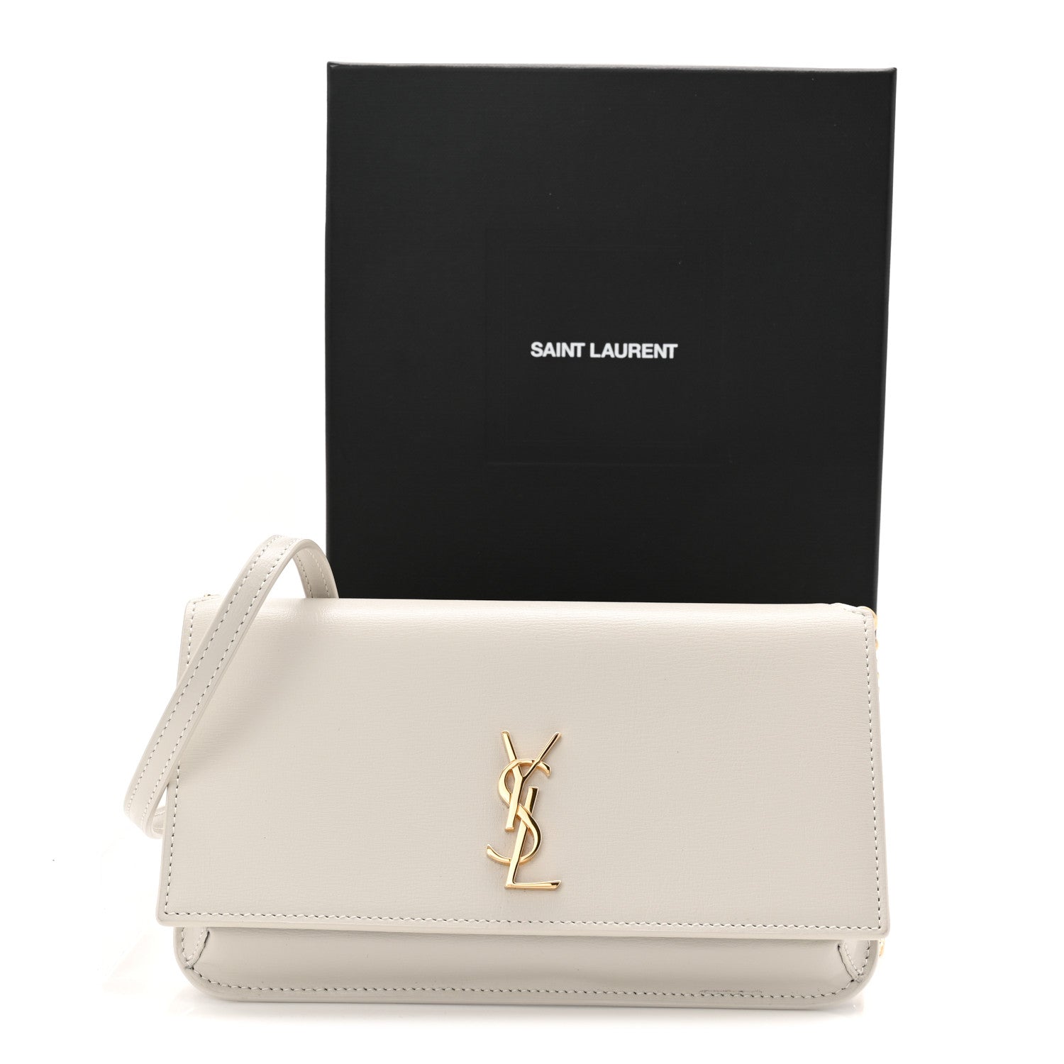 Smooth Calfskin Monogram Phone Holder Crossbody Crema Soft