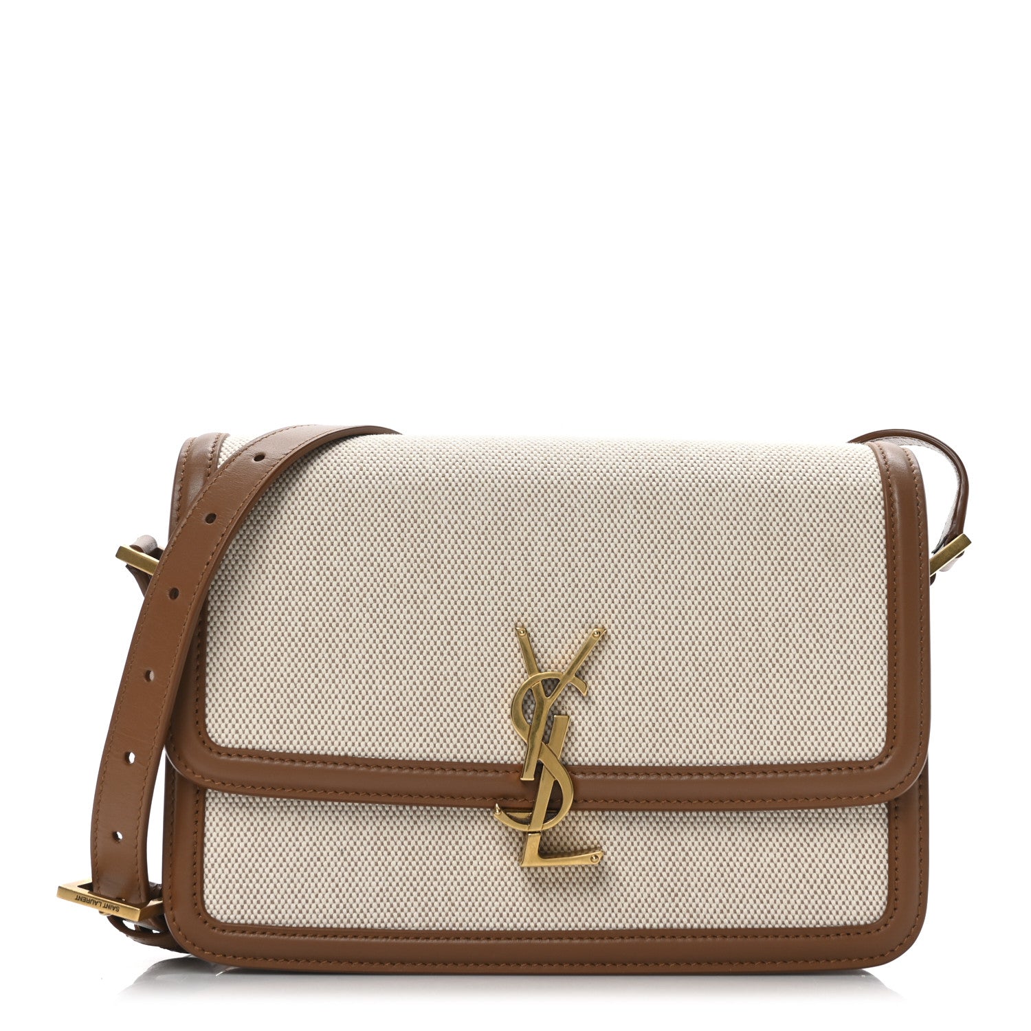 Canvas Calfskin Medium Solferino Satchel Beige Brick