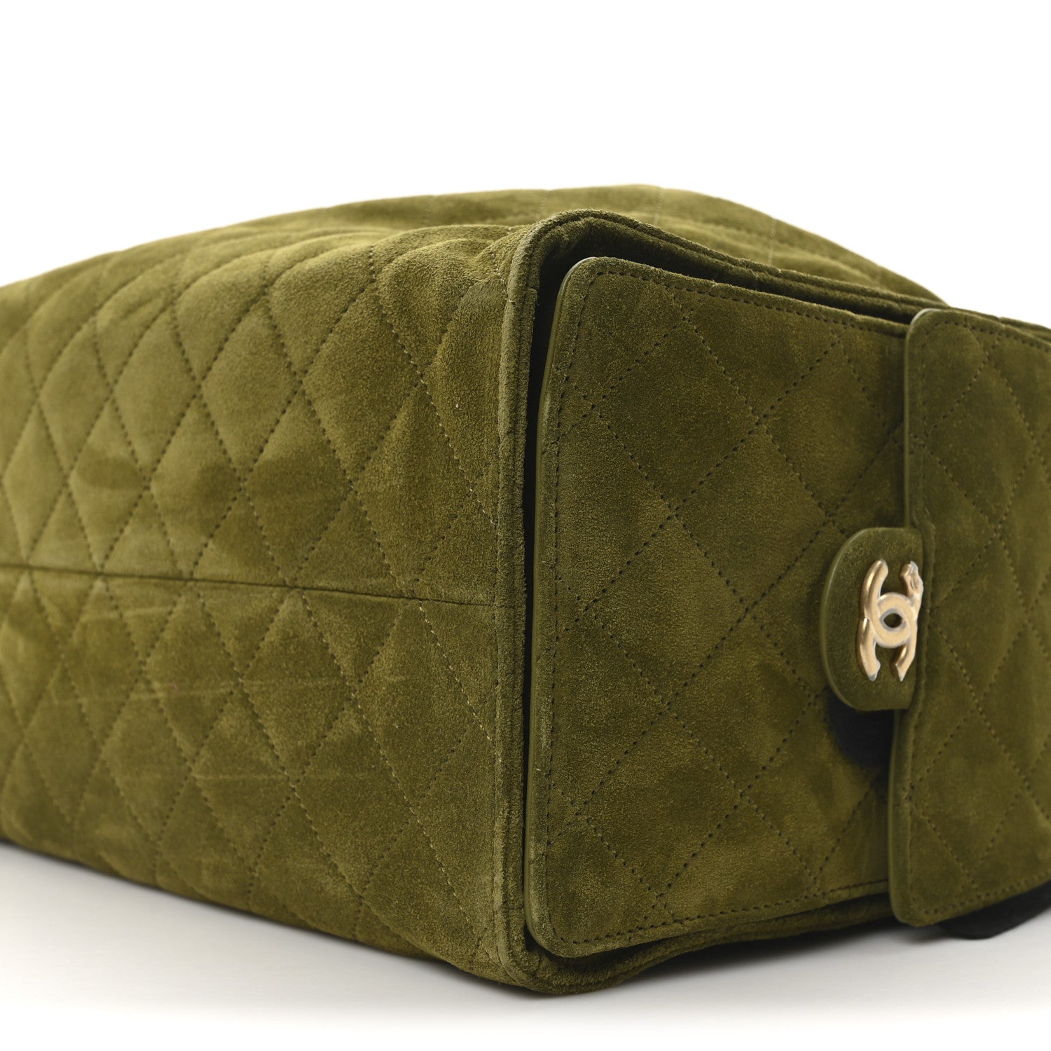 Suede Quilted Medium Chanel 25 Handbag Khaki