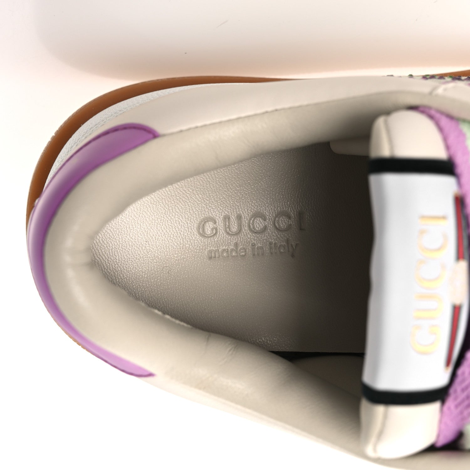 Nappa Charlotte Canvas Crystal GG Monogram Womens Screener 50mm Sneakers 37.5 Off White