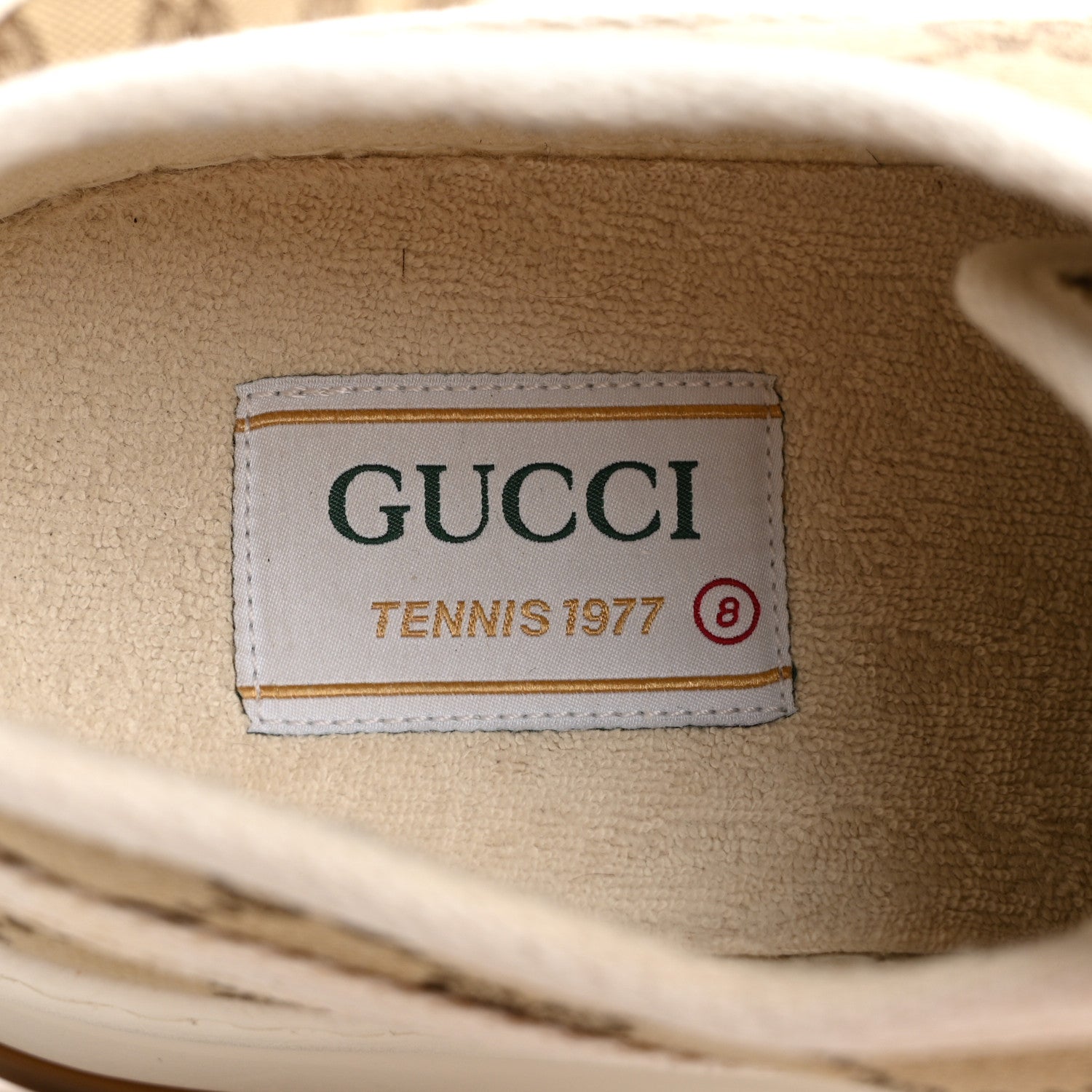 GG Monogram Mens 1977 Tennis Platform 52mm Sneakers 8 Beige Ebony Mystic White