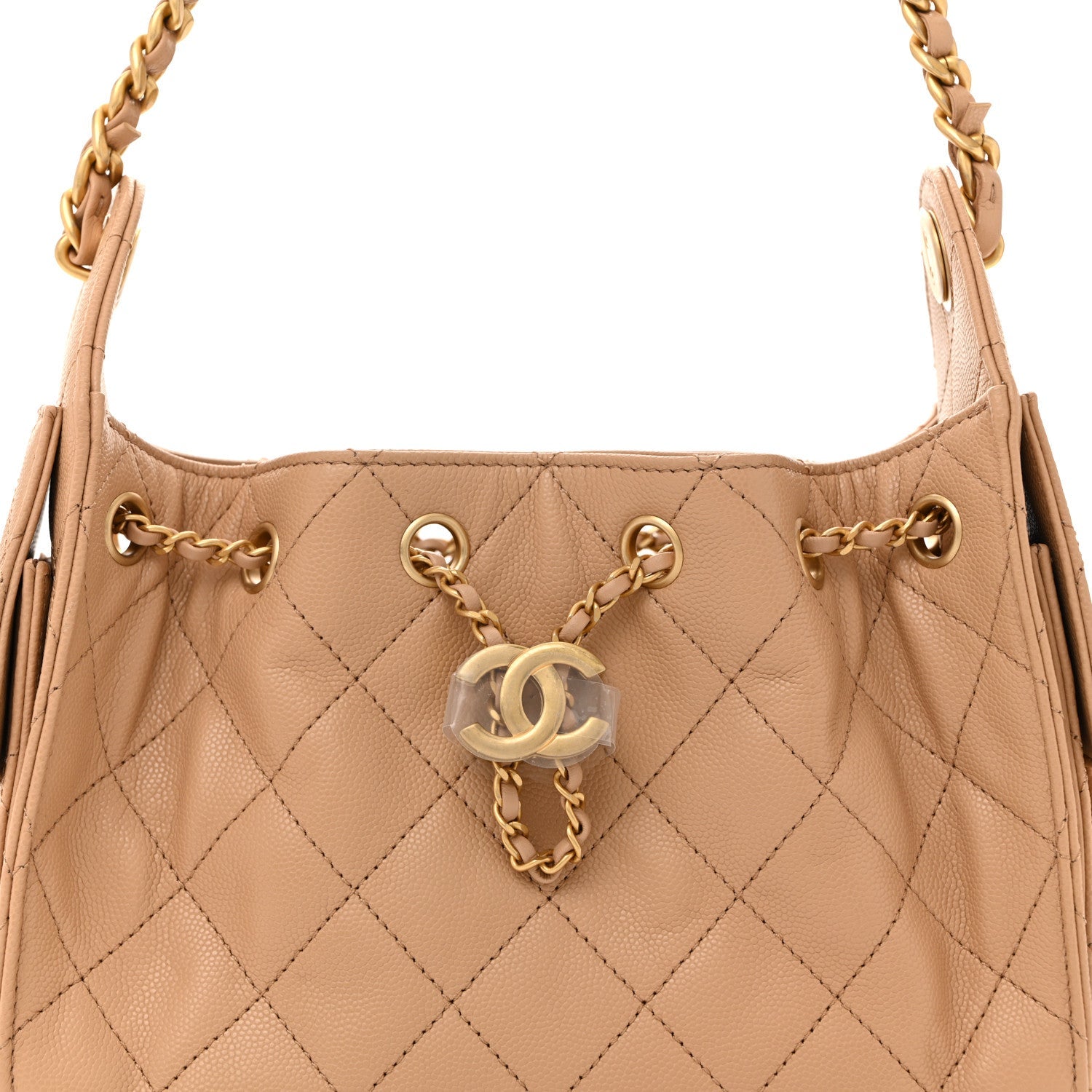 Caviar Quilted Mini Chanel 25 Handbag Beige