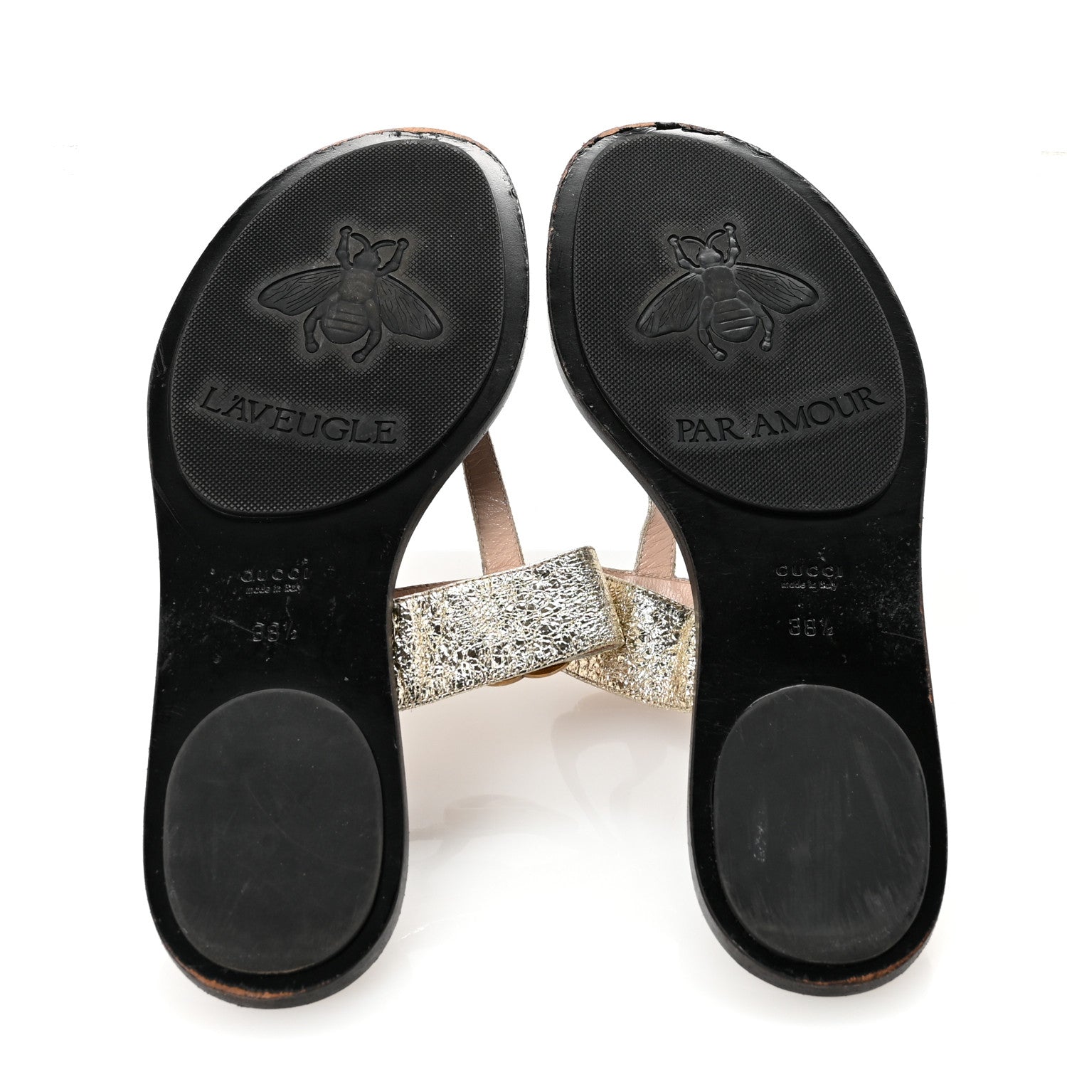 Nappa Silk Galassia GG Marmont Thong Flat Sandals 38.5 Platino