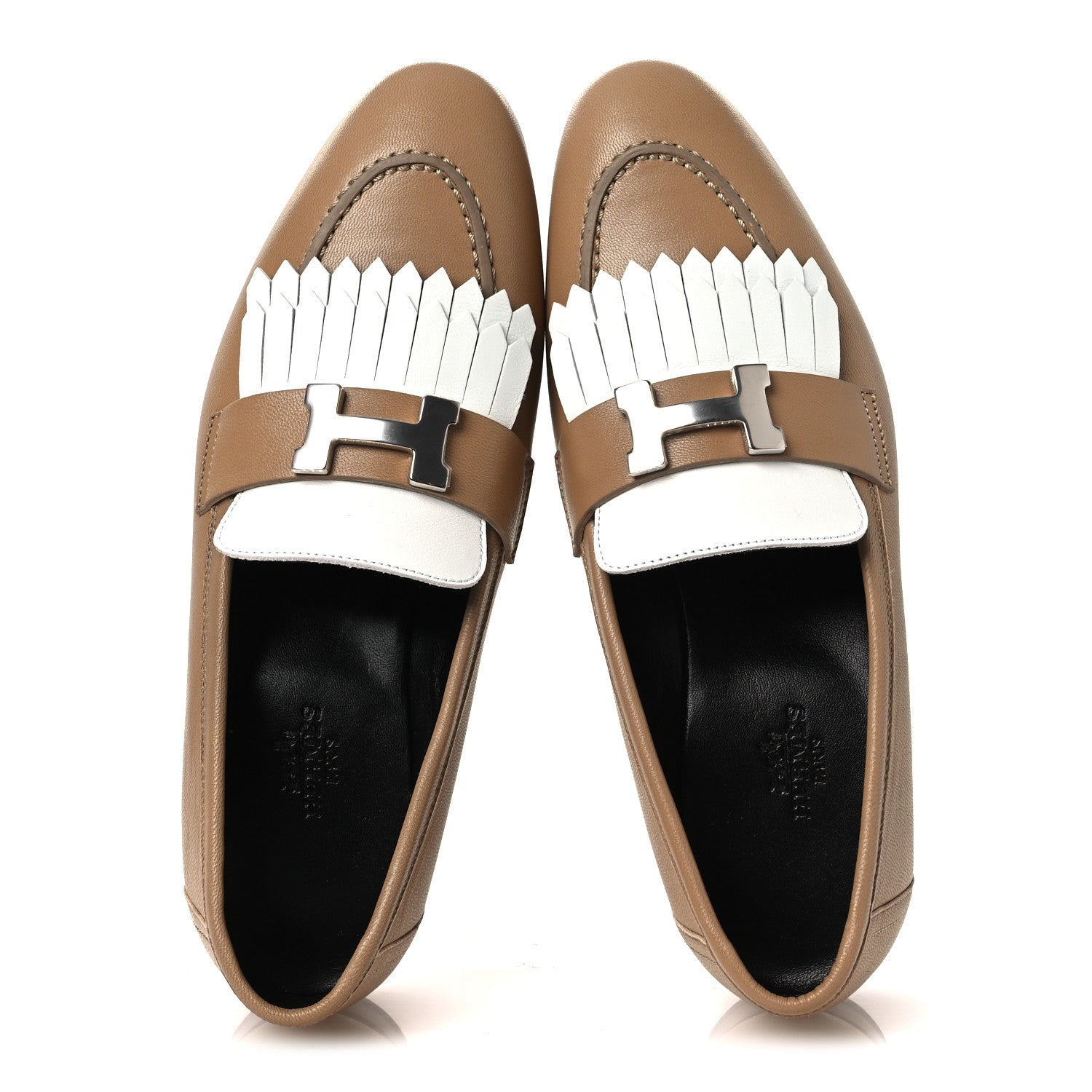 Goatskin Womens Royal Loafers 37 Beige Argile White