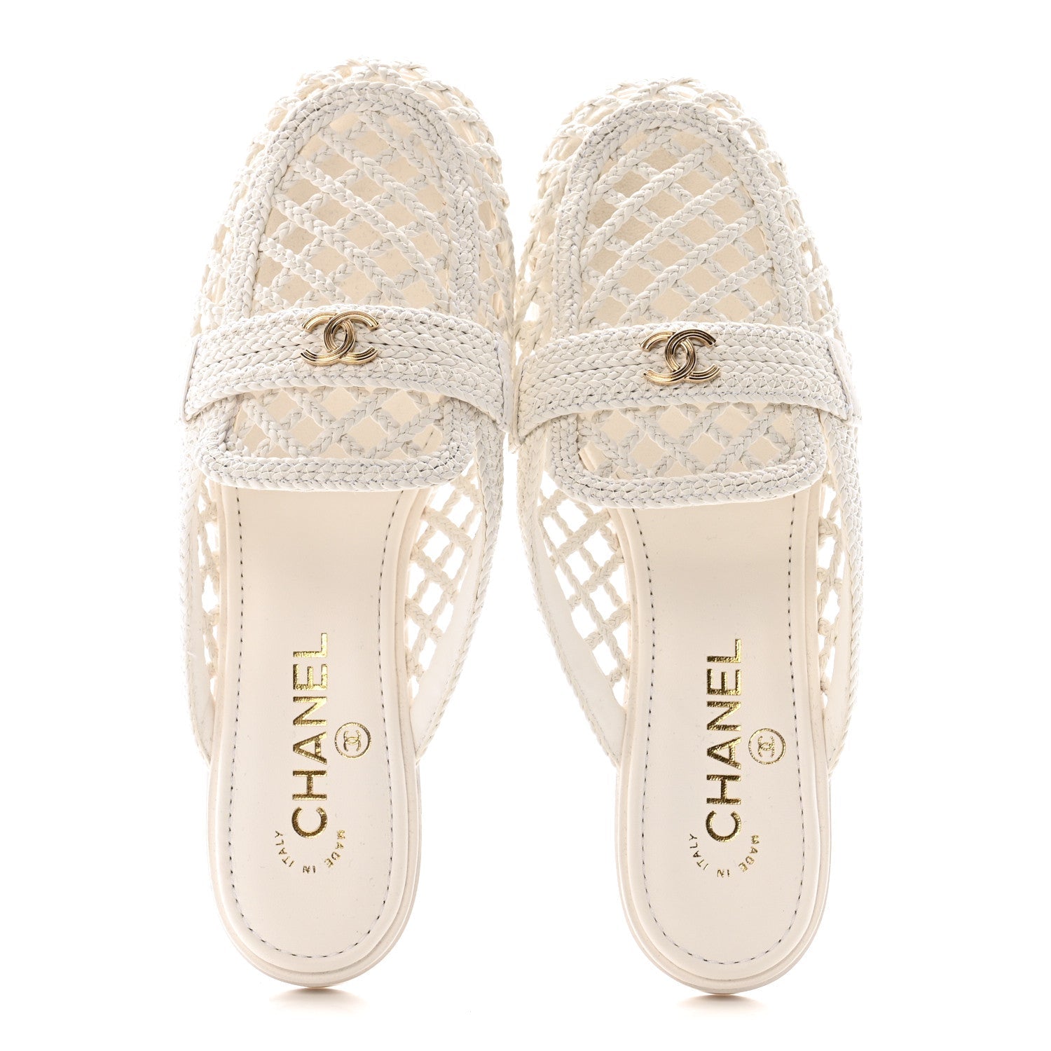 Braided Lambskin Mule Sandals 39 White