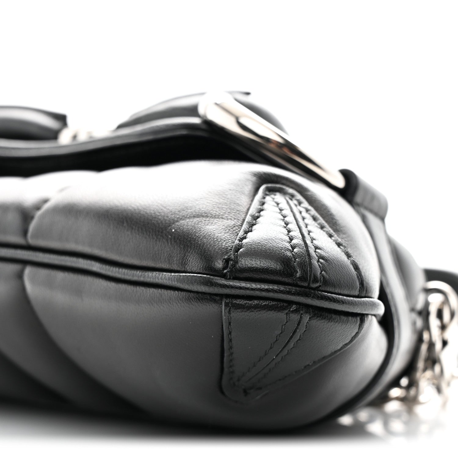 Nappa Vertical Matelasse Small Maxi Horsebit Chain Shoulder Bag Black